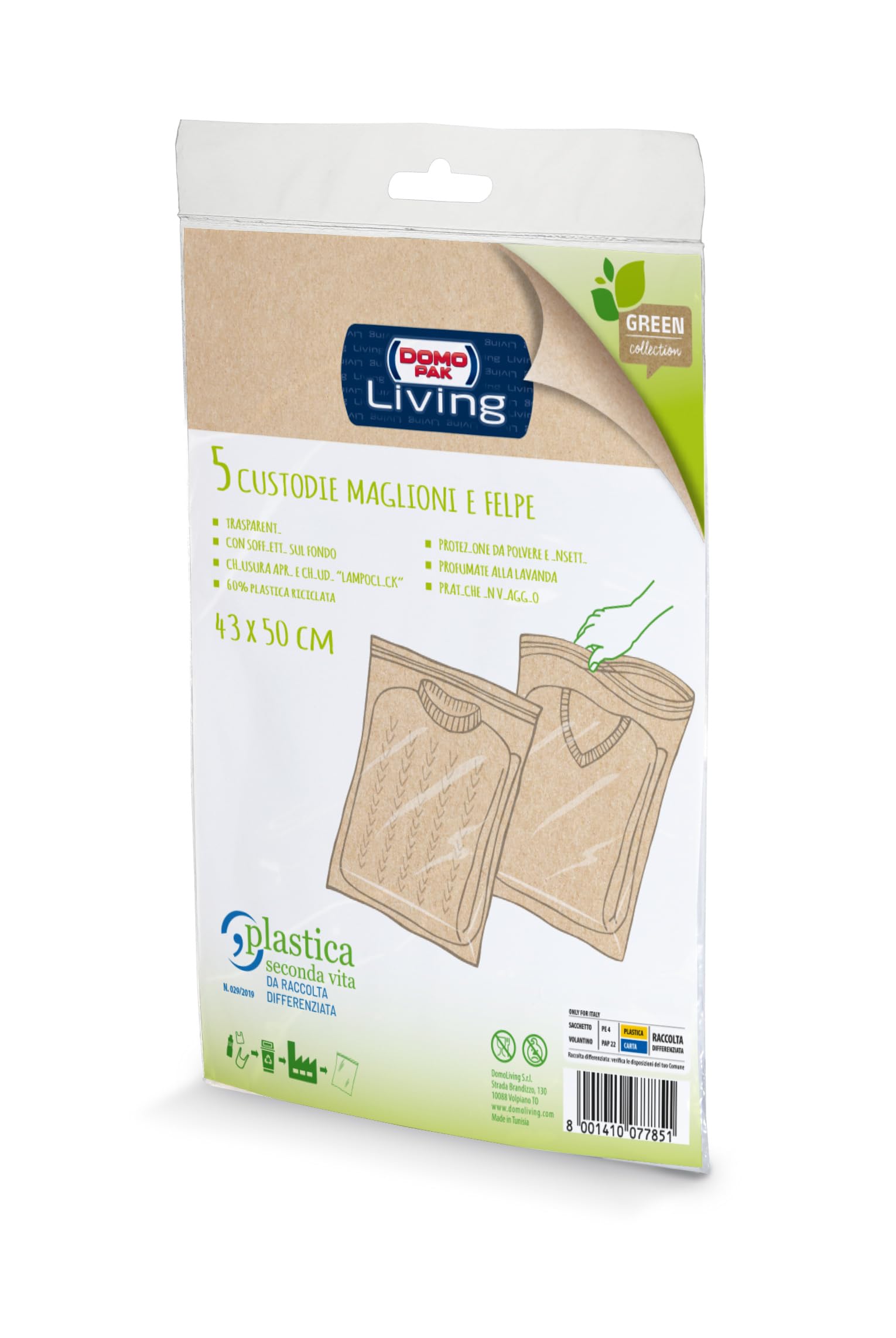 DOMO PAK Green Collection sacchetti antipolvere 65x95 cm 4 pezzi