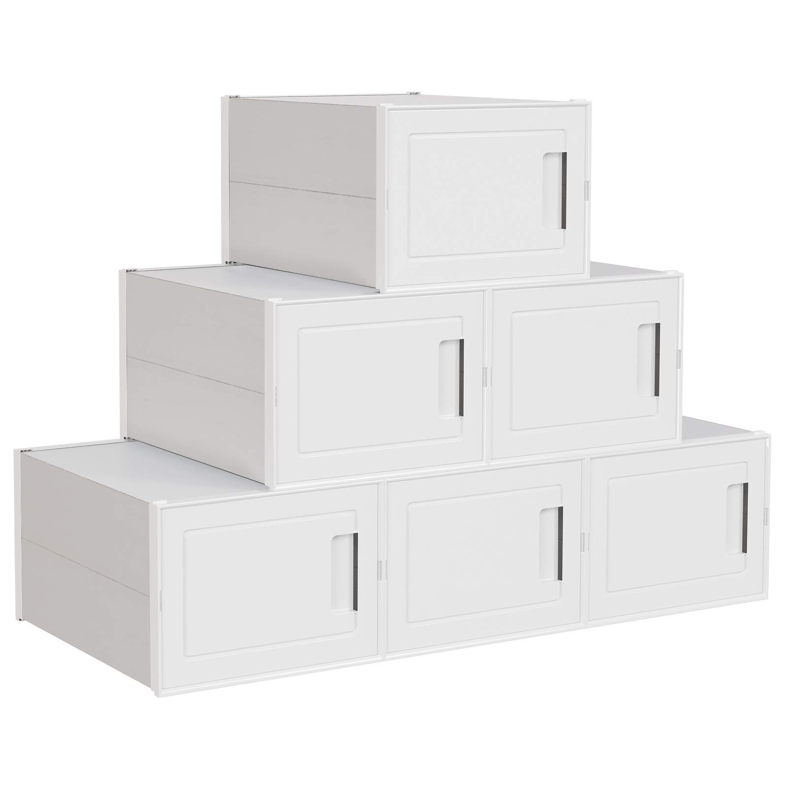 Songmics LSP004W02 set 6 scatole scarpe bianche fino al 44 impilabili