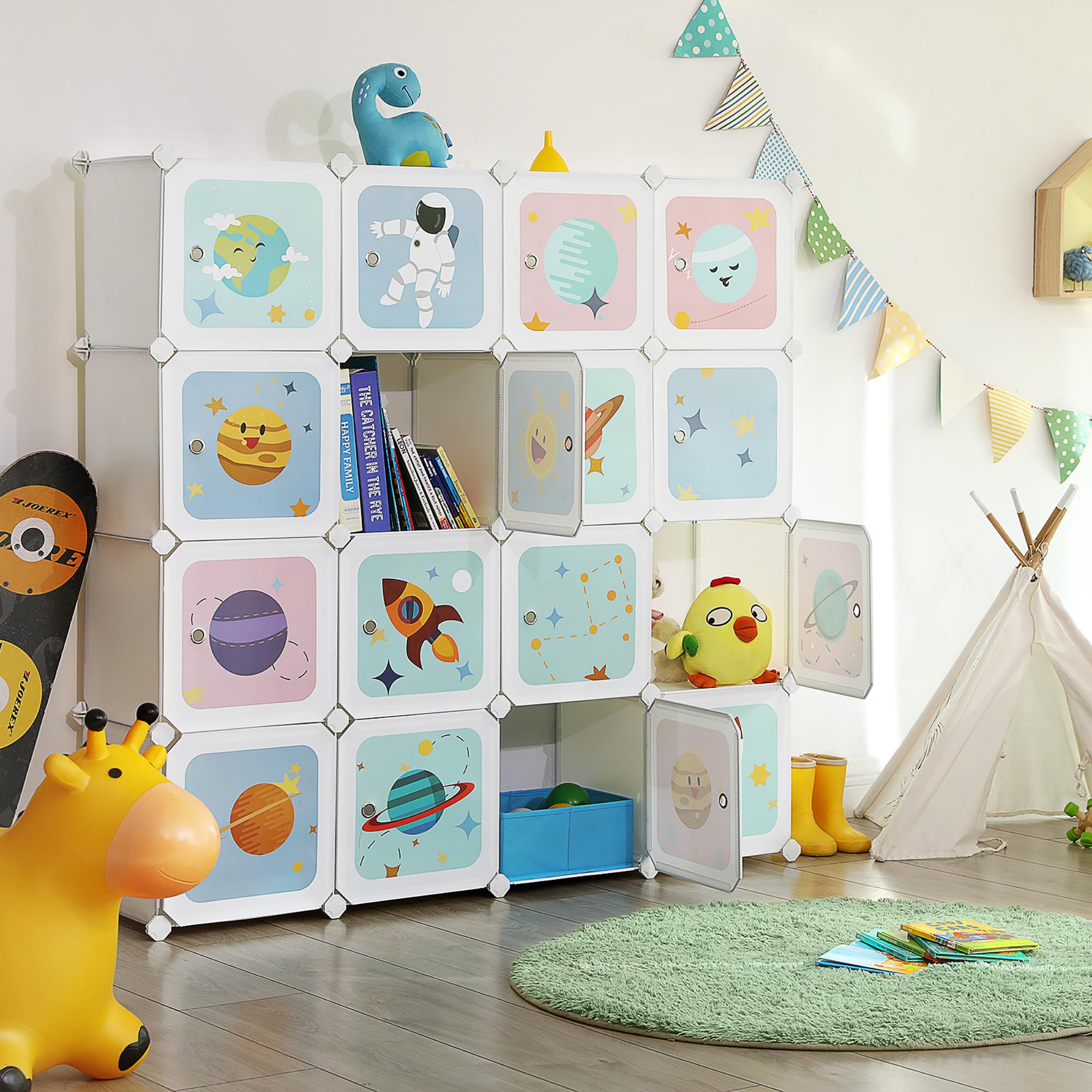 Songmics LPC902W Scaffale 15 Cubi 153cm Bianco Bambini