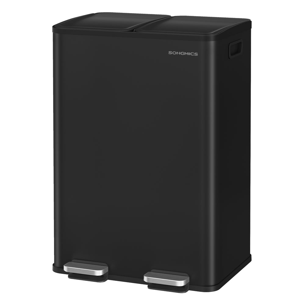 Songmics ULTB741B01 Pattumiera Doppia 60L Acciaio Pedale