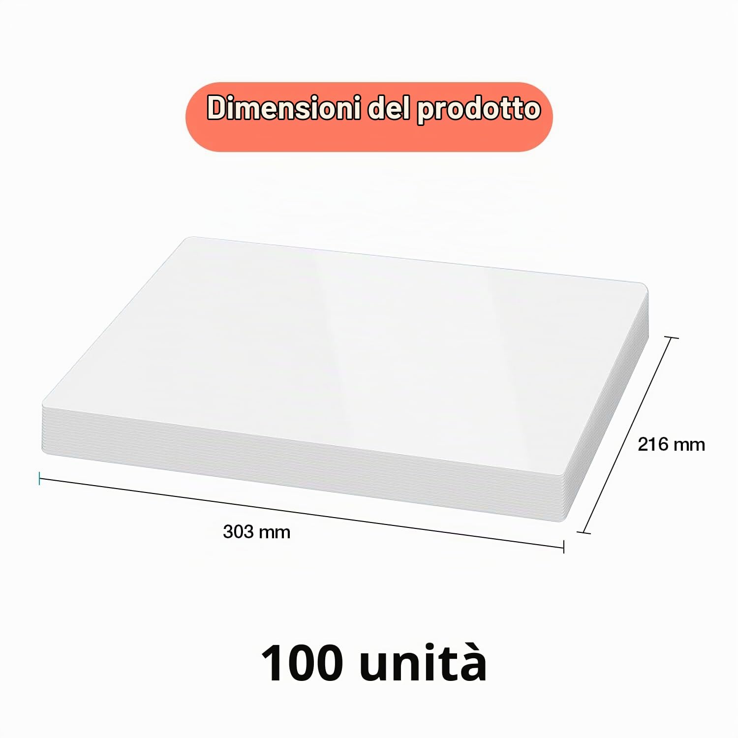 Ediesi Fogli per Plastificatrice A4 100 Pezzi Lucidi 80 Micron