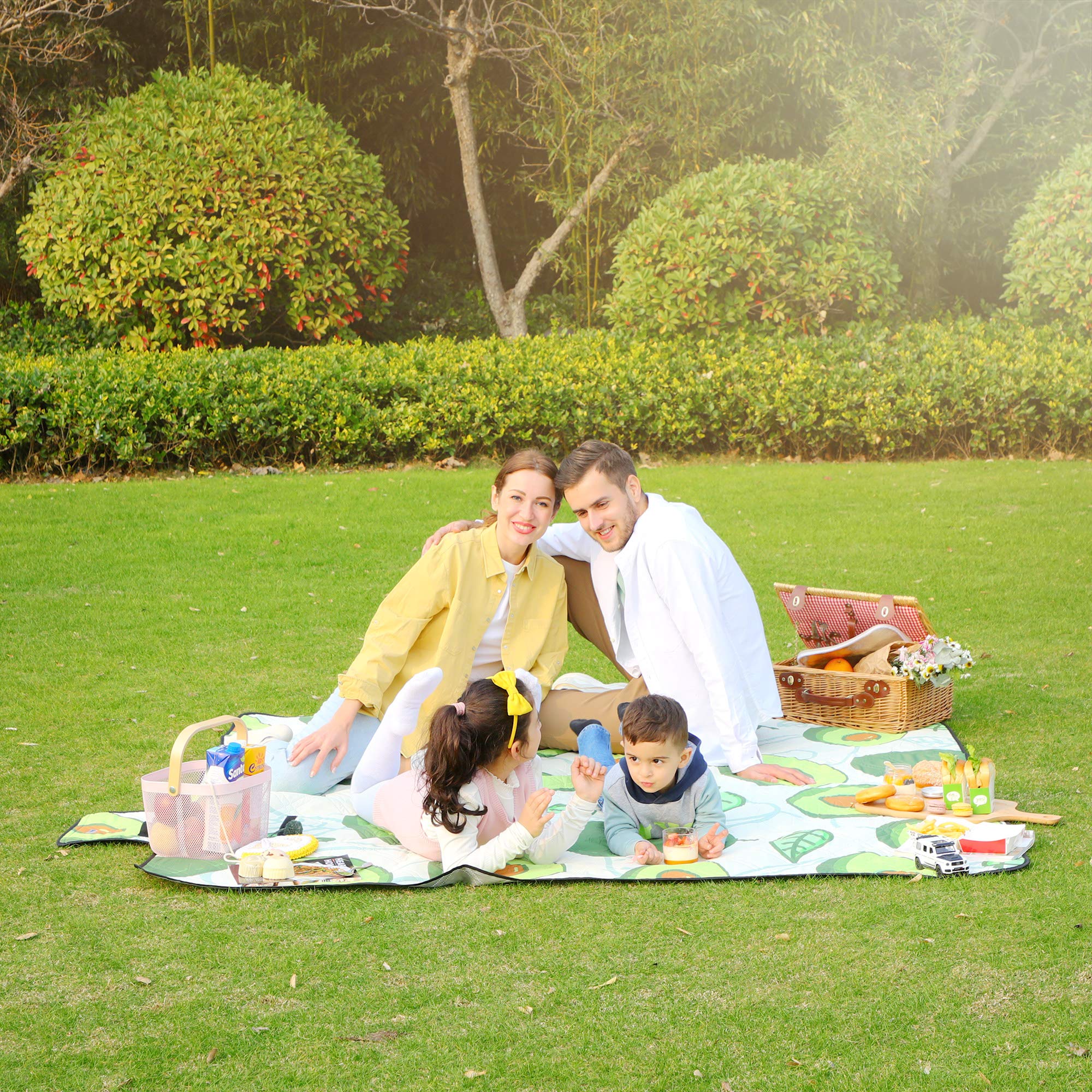 Songmics GCM087C03 coperta picnic 200x200 cm motivo avocado