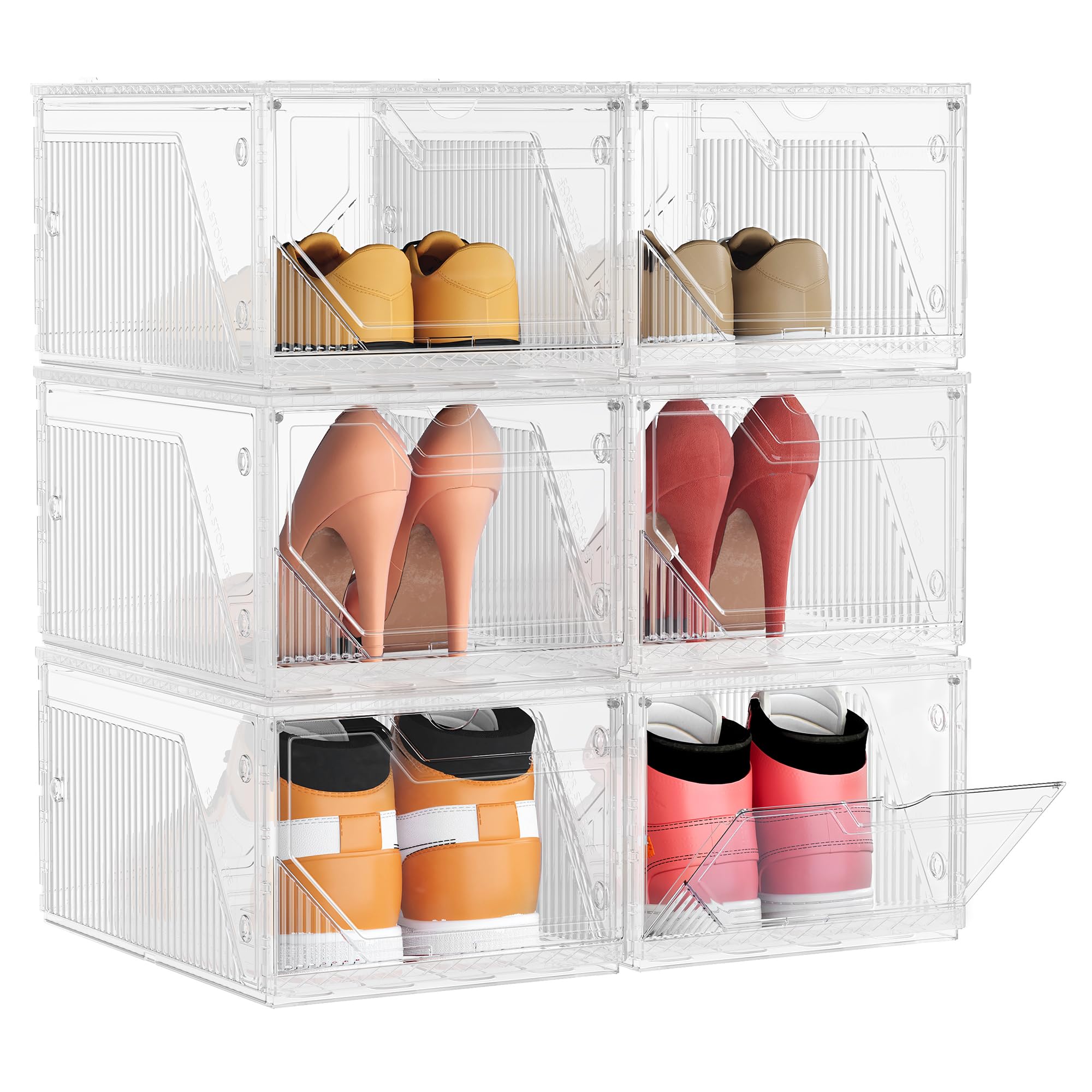 Songmics LSP806WH01 set 6 scatole scarpe taglia 46 trasparente