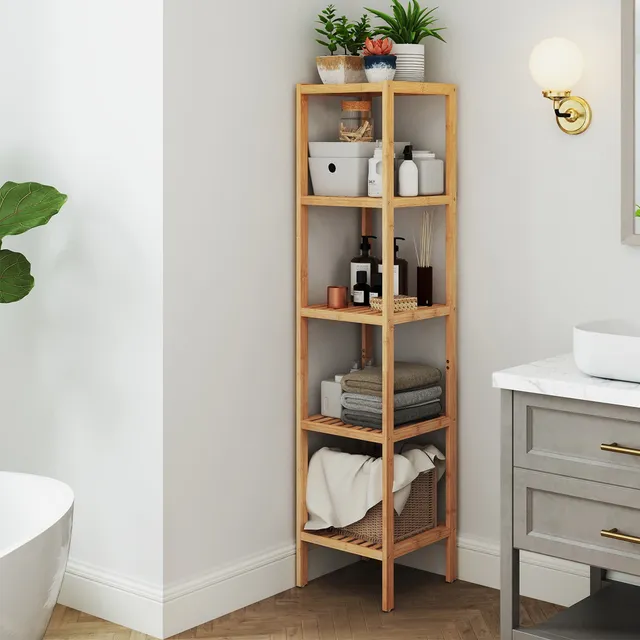 Songmics UBCB55Y scaffale bambù 5 ripiani naturale 33x33cm