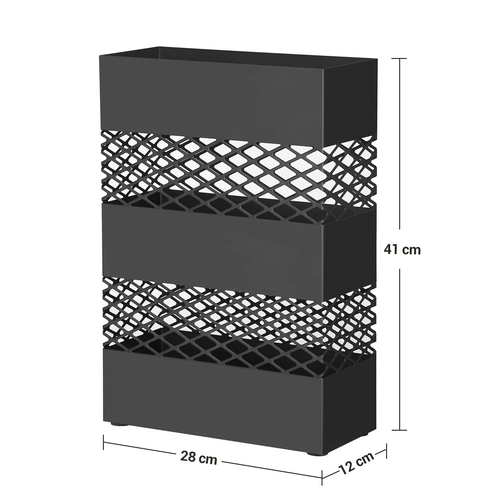 Songmics LUC02BK portaombrelli metallo nero 28x12x41 cm