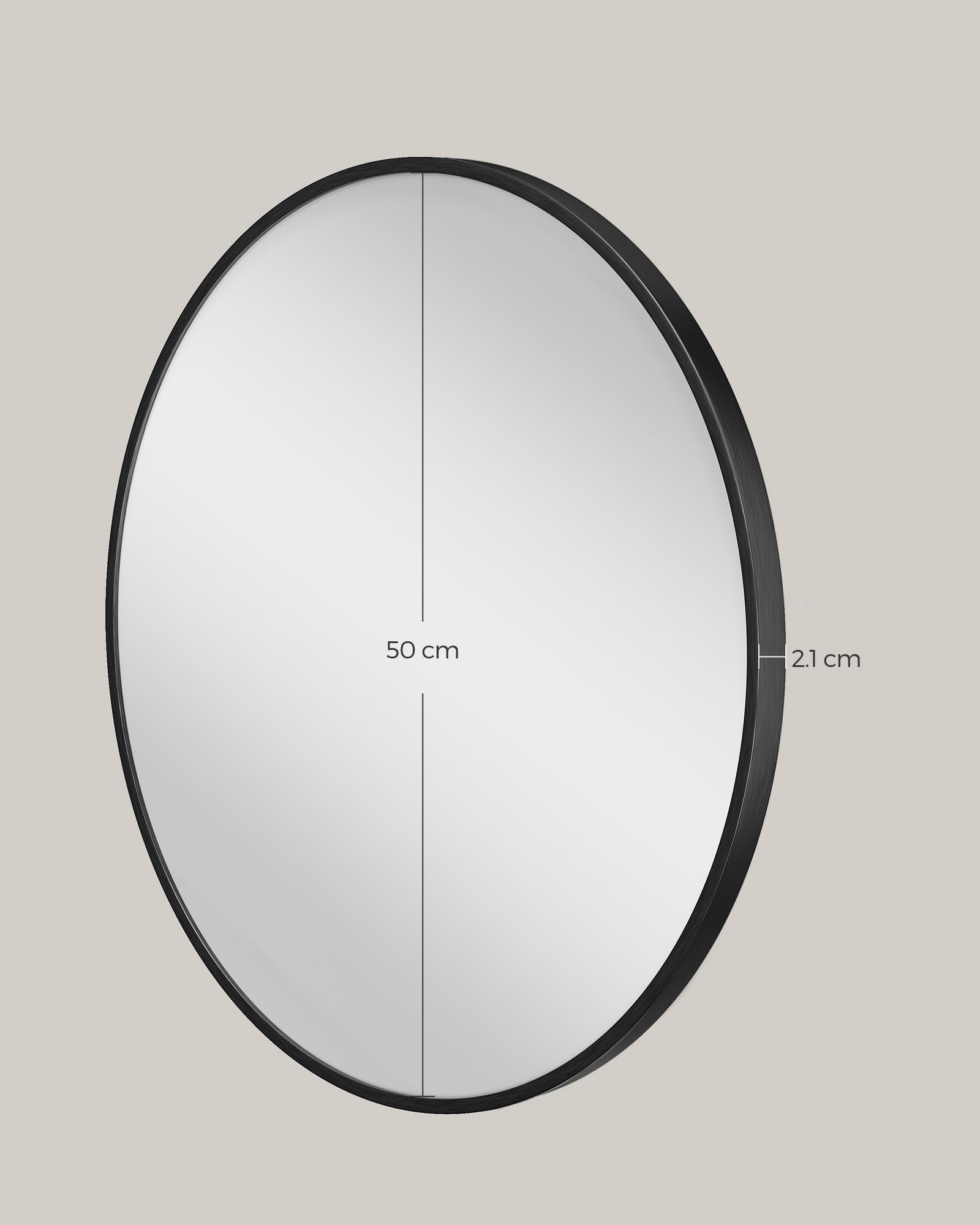 Songmics LWM101B01 specchio parete rotondo nero 50 cm