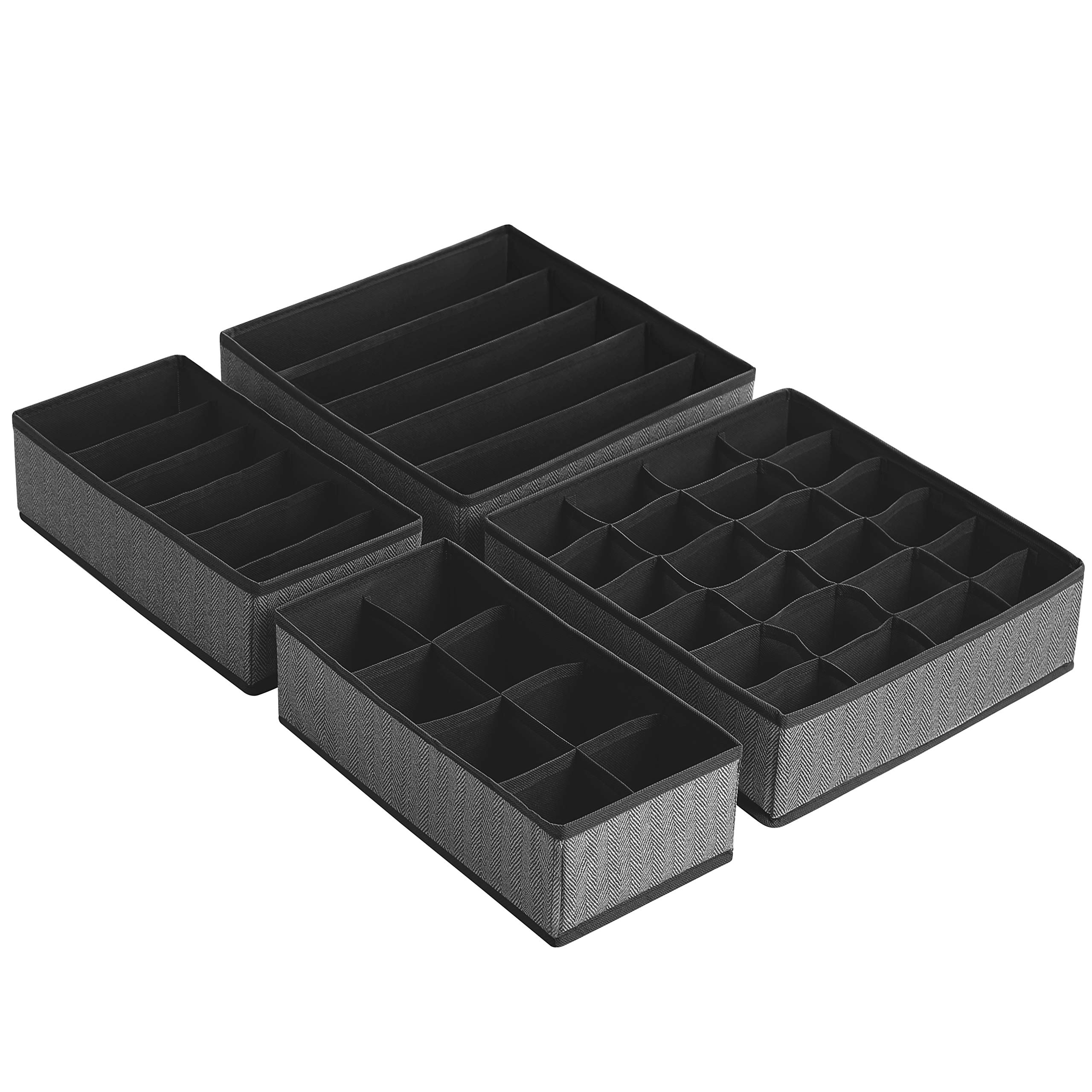 Songmics Organizer Cassetti Tessuto Set 4 Pezzi Nero Salvaspazio