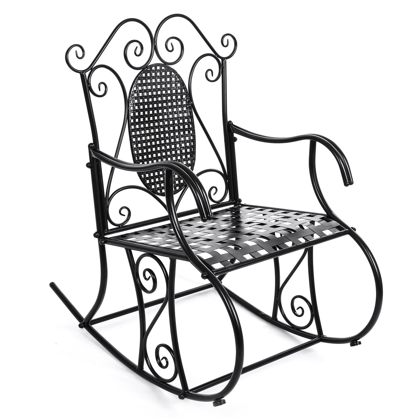 Songmics GRC101B poltrona a dondolo ferro balcone giardino