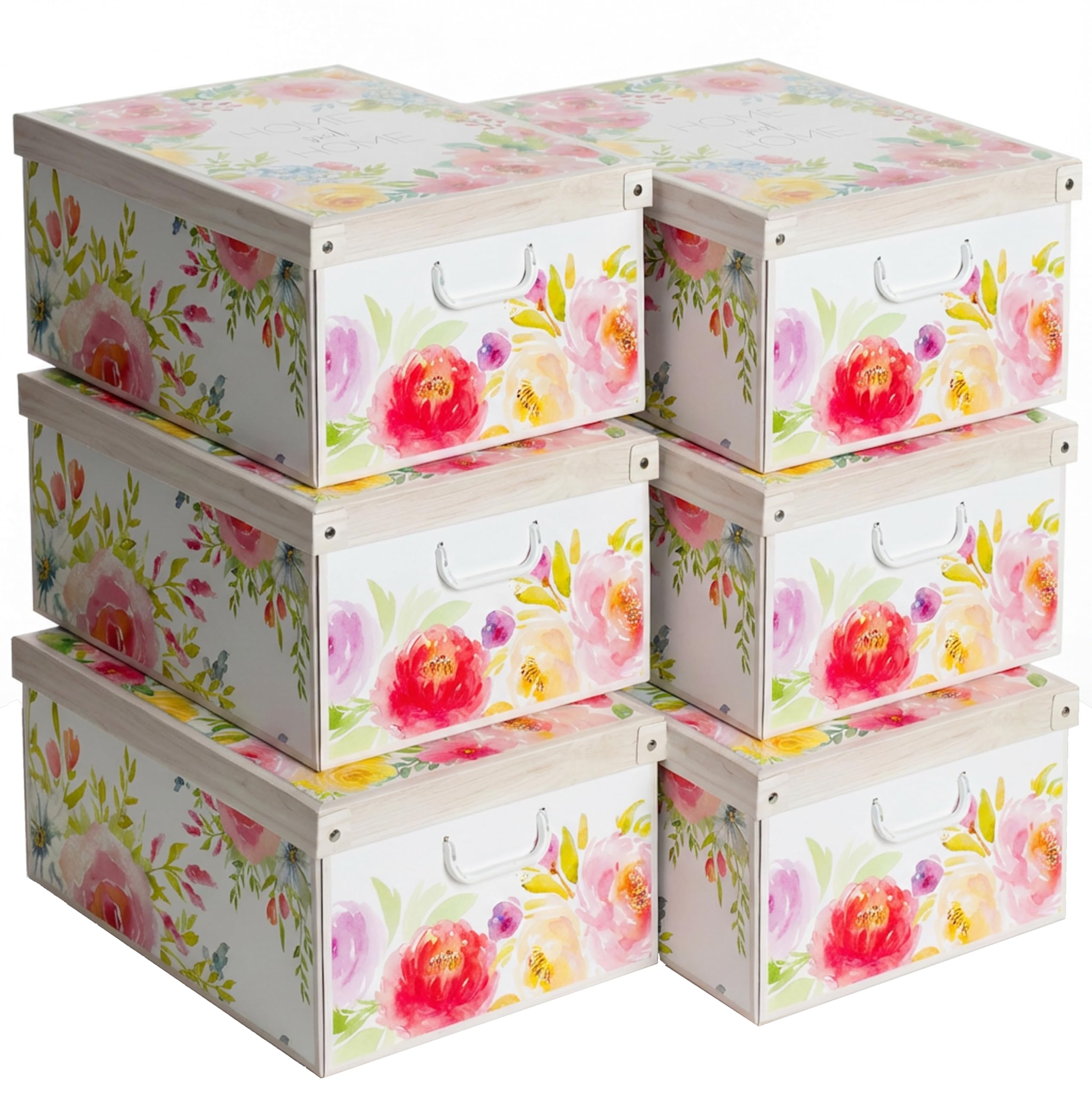 Lavatelli Set 6 Scatole Armadio 39x50x24 Rose Cartone