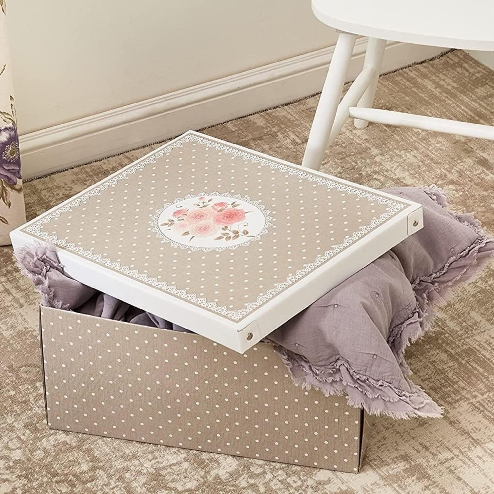 Lavatelli Set 6 Scatole Armadio 39x50x24 Pois con Coperchio