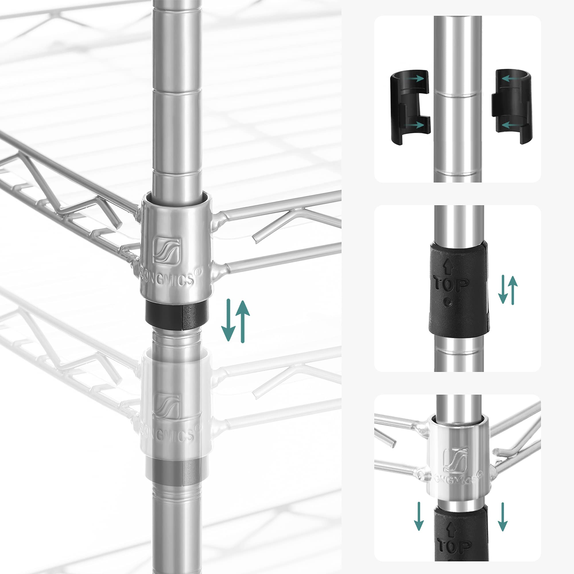 Songmics LGR065E01 scaffale cucina 5 ripiani argento stretto