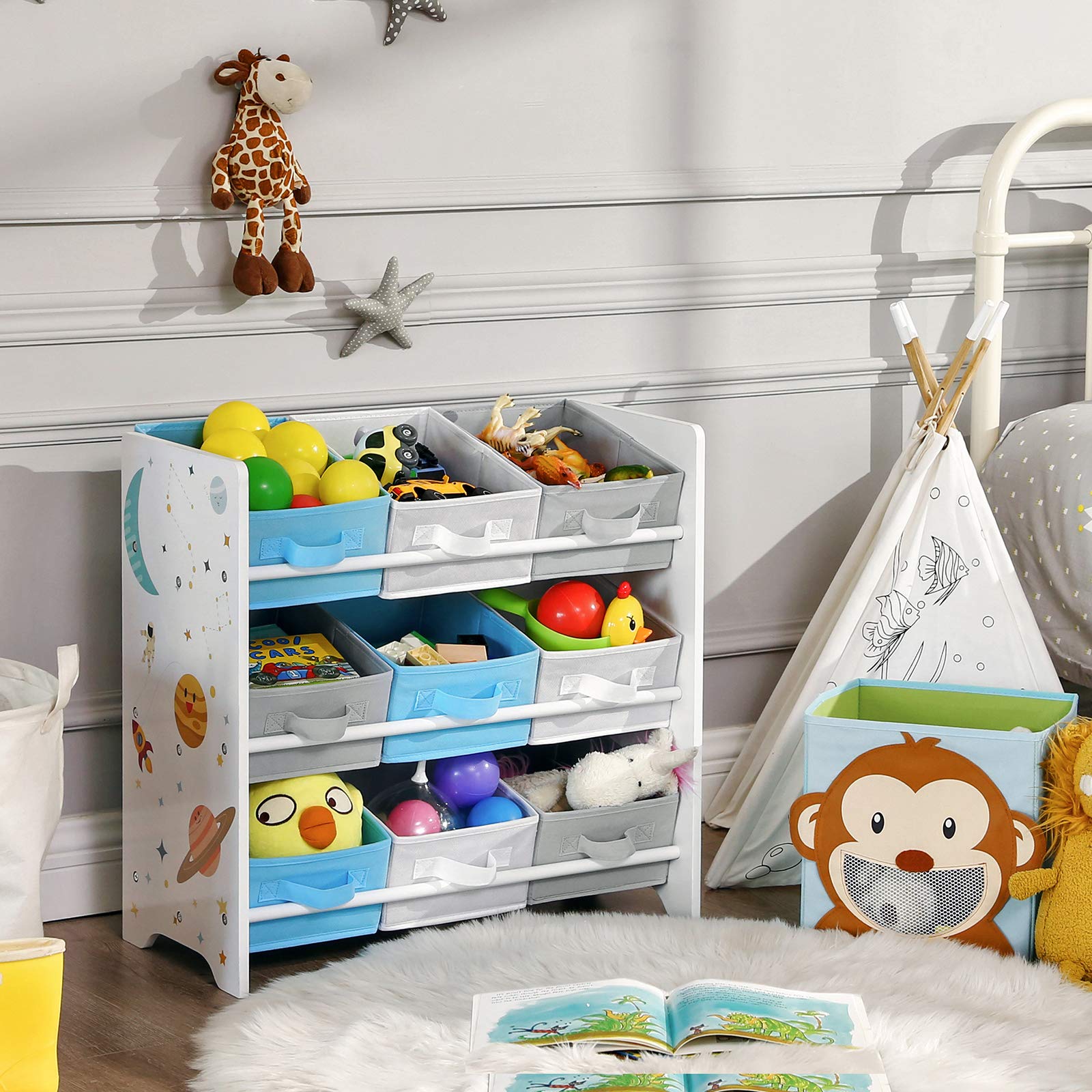 Songmics GKR33WT Scaffale 9 Contenitori Bianco Bambini