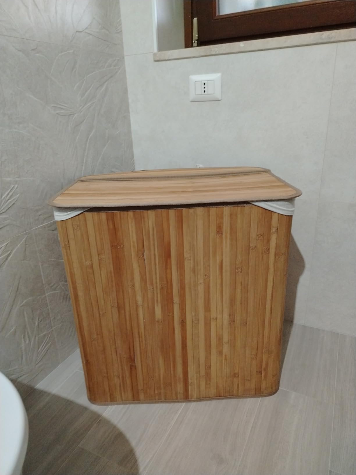 Songmics LCB091W01 cesto portabiancheria bambù bianco 150 L