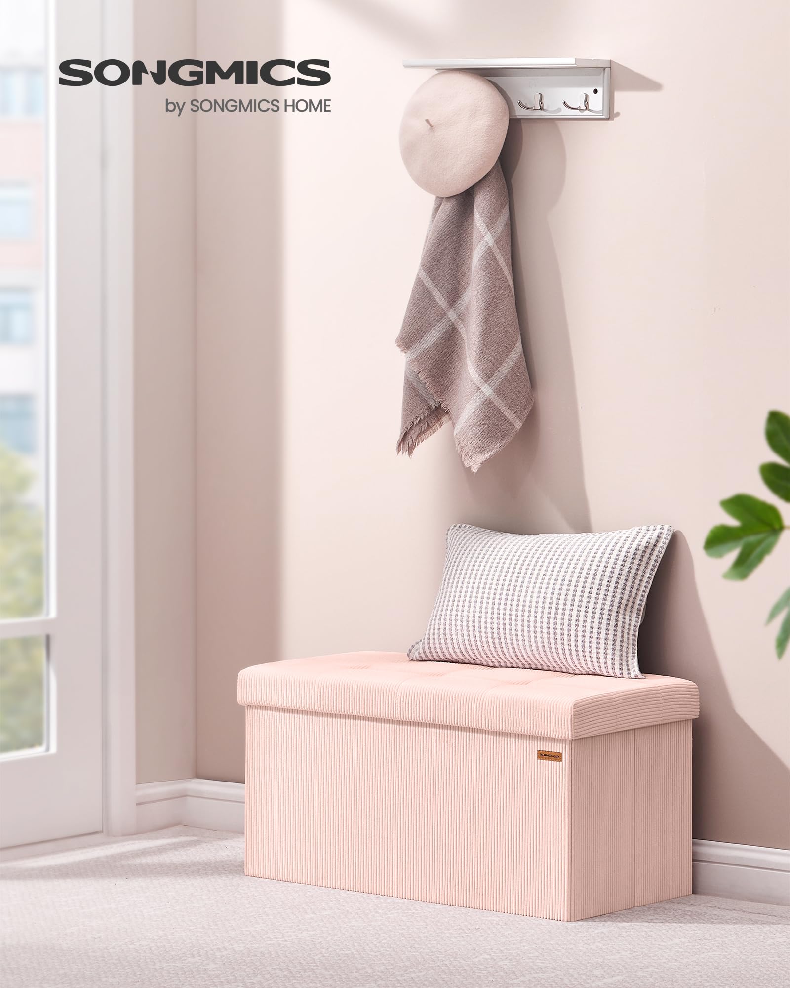 Songmics LSF603R01 pouf contenitore 76 cm rosa pieghevole