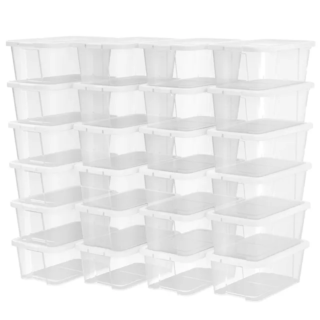 Songmics LSP24WT scatole portascarpe trasparenti set 24 pezzi