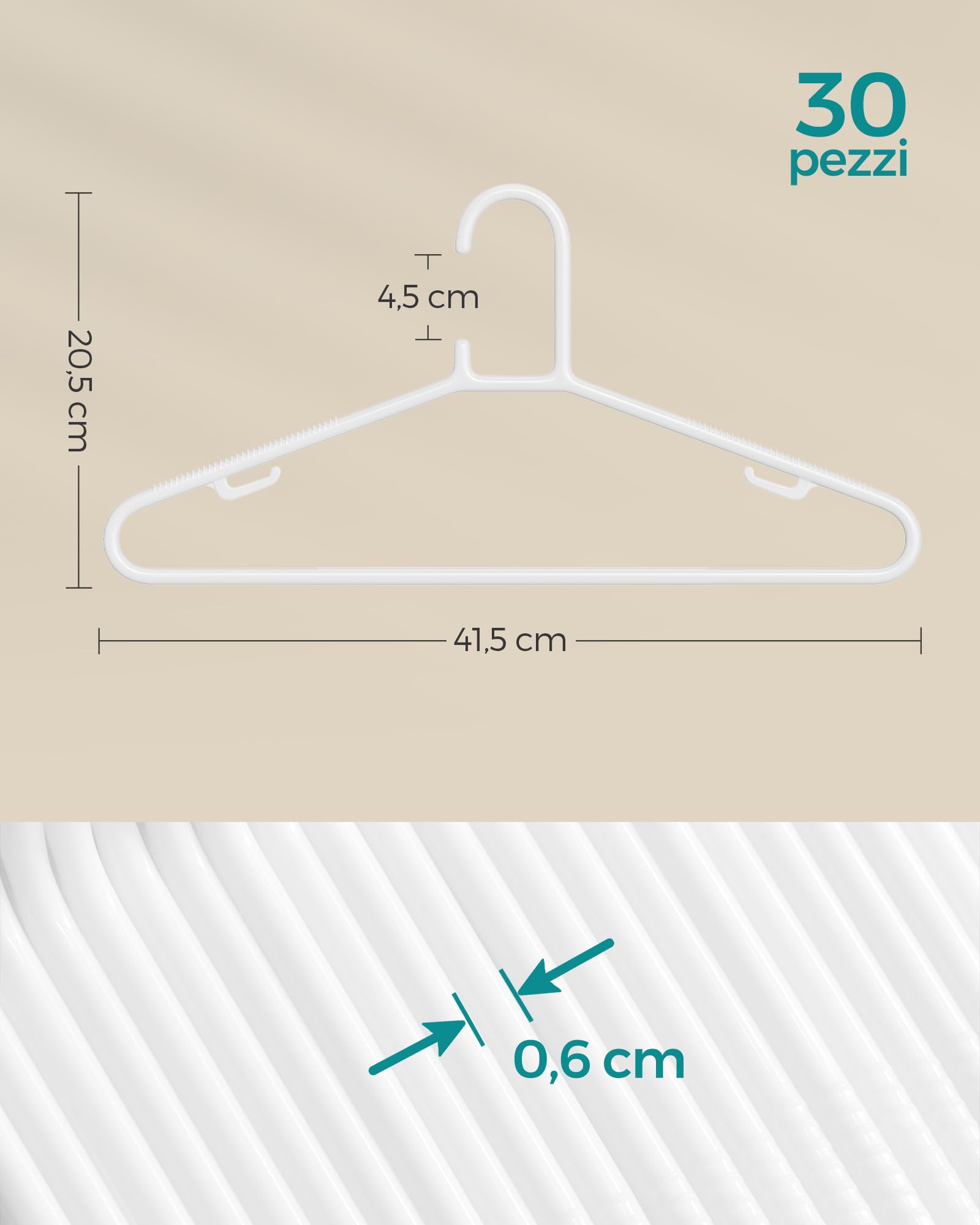 Songmics CRP009W30 Grucce Bianche 30 Pezzi Salvaspazio