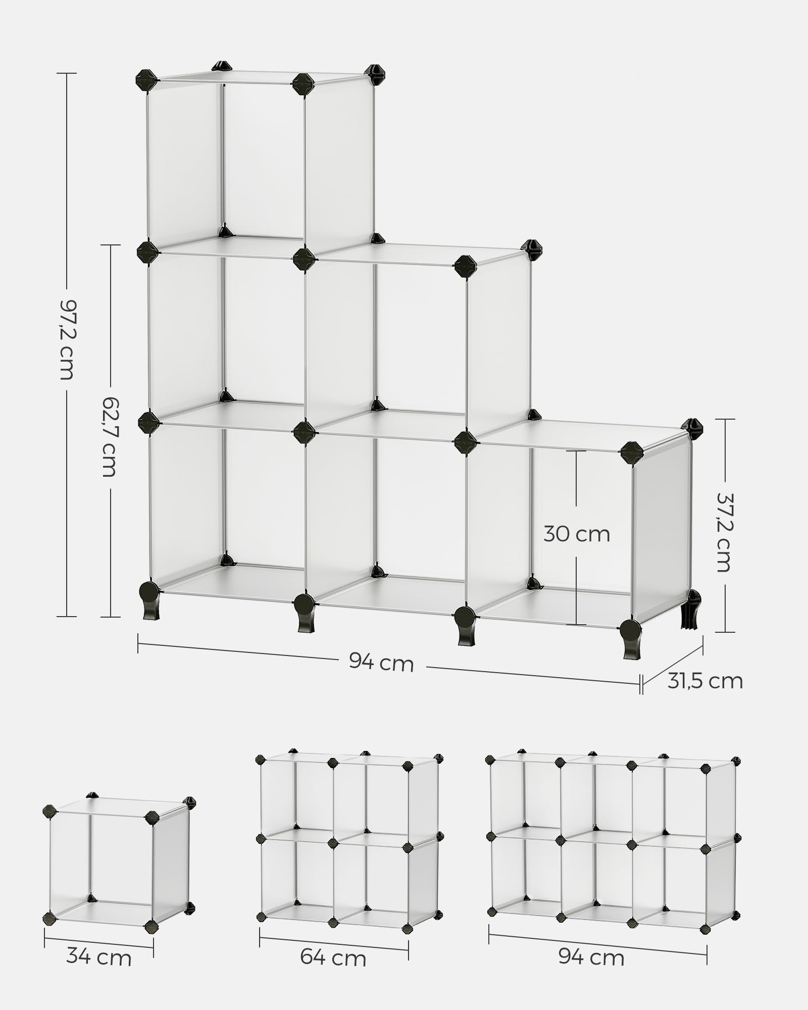 Songmics LPC111S scaffale 6 cubi bianco