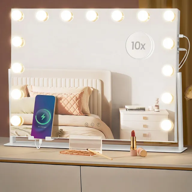 Songmics LWM001W02 specchio trucco con luci 43x58 cm bianco
