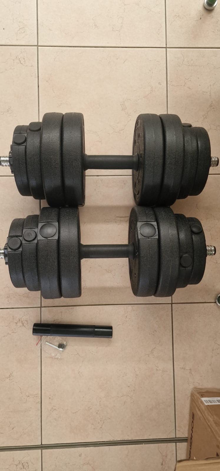 Songmics 2 in 1 Set Manubri 2 x 15 kg Nero Regolabile