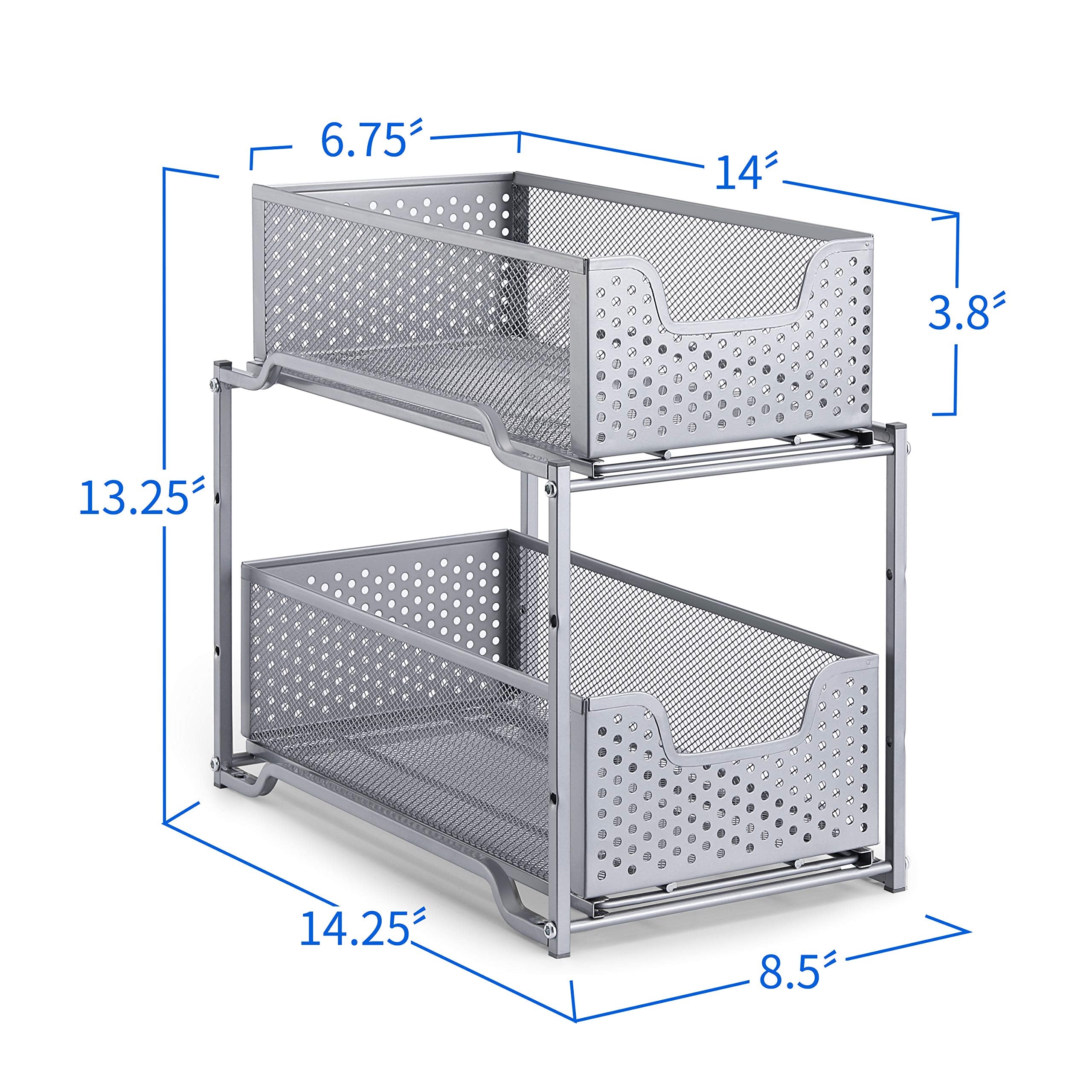Simple Trending organizer sottolavello argento 2 ripiani scorrevoli