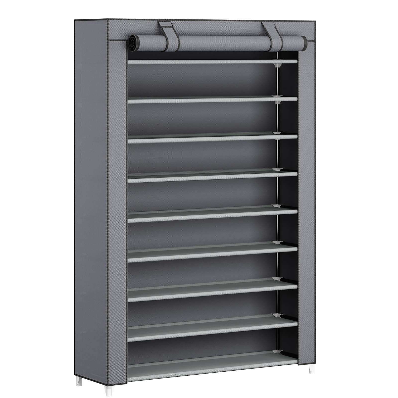 Songmics RXJ00GY scarpiera 10 ripiani grigia con copertura