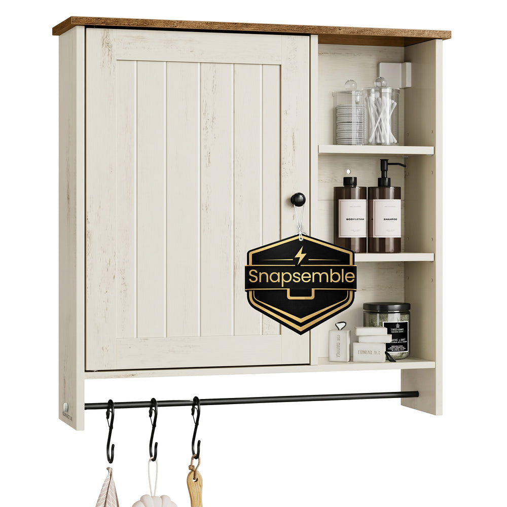 Songmics pensile bagno bianco rustico ripiani regolabili