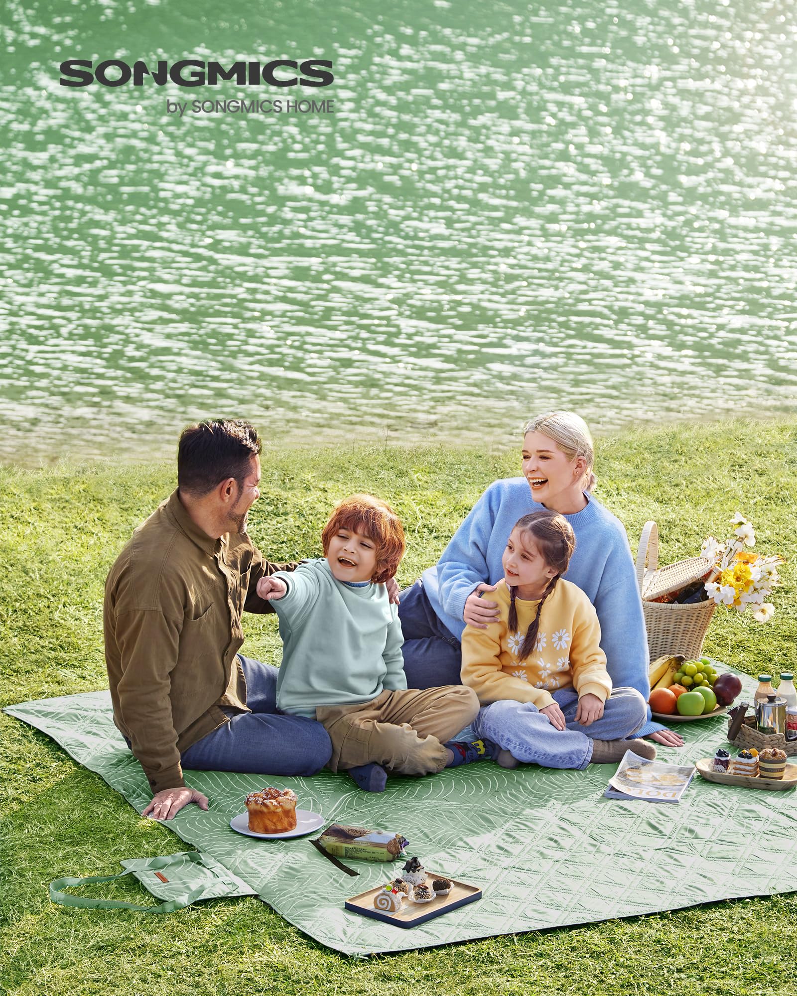 Songmics Tommi GCM010C02 coperta picnic 200x200 verde impermeabile