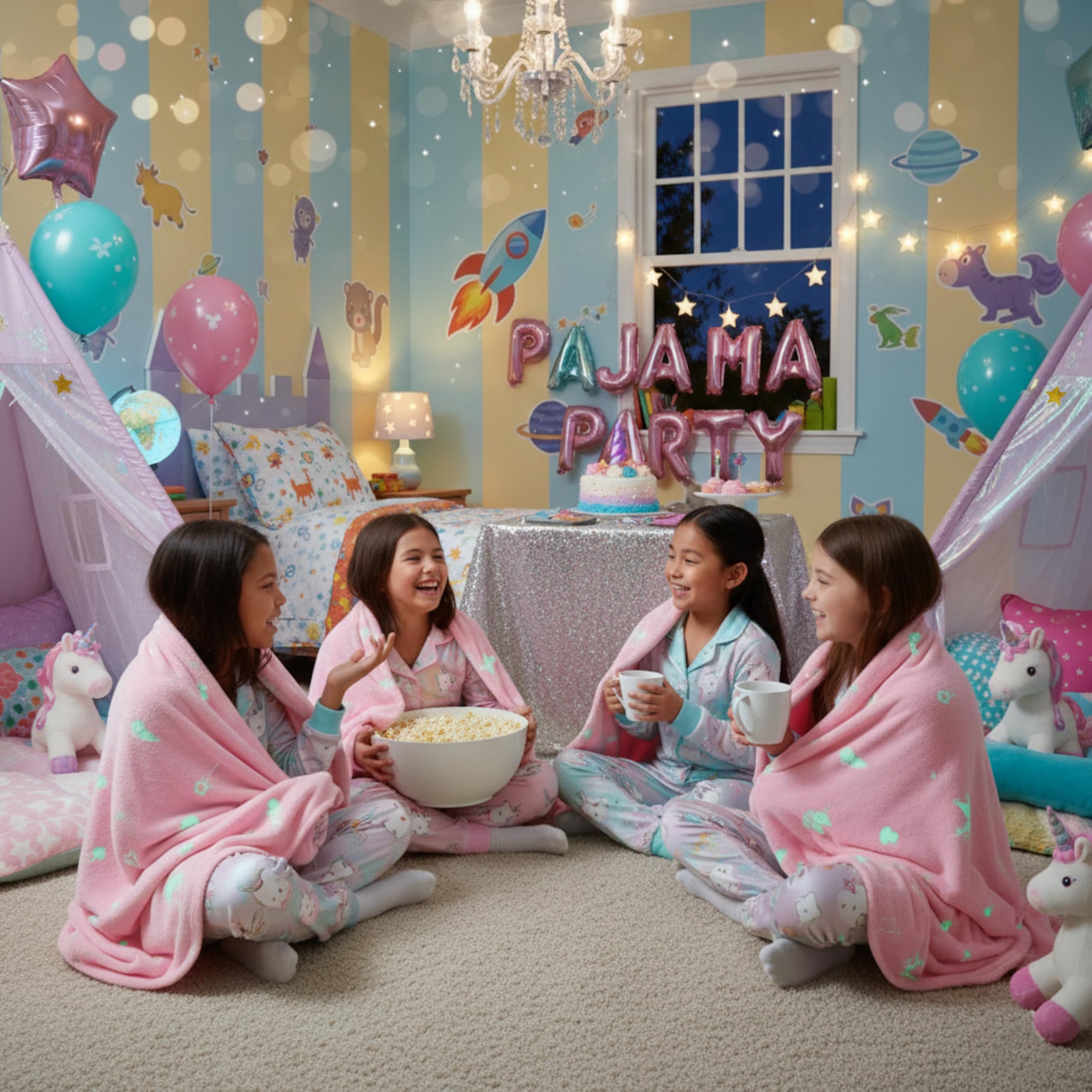 Lavatelli Kanguru Glow plaid pile 130x150 cm rosa unicorno fluo