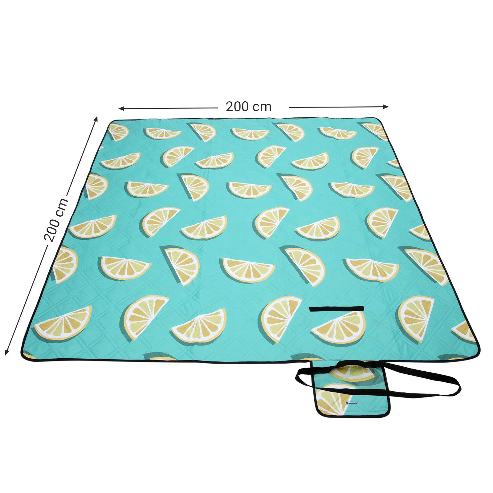 Songmics GCM87YJ coperta picnic limone 200x200 cm impermeabile