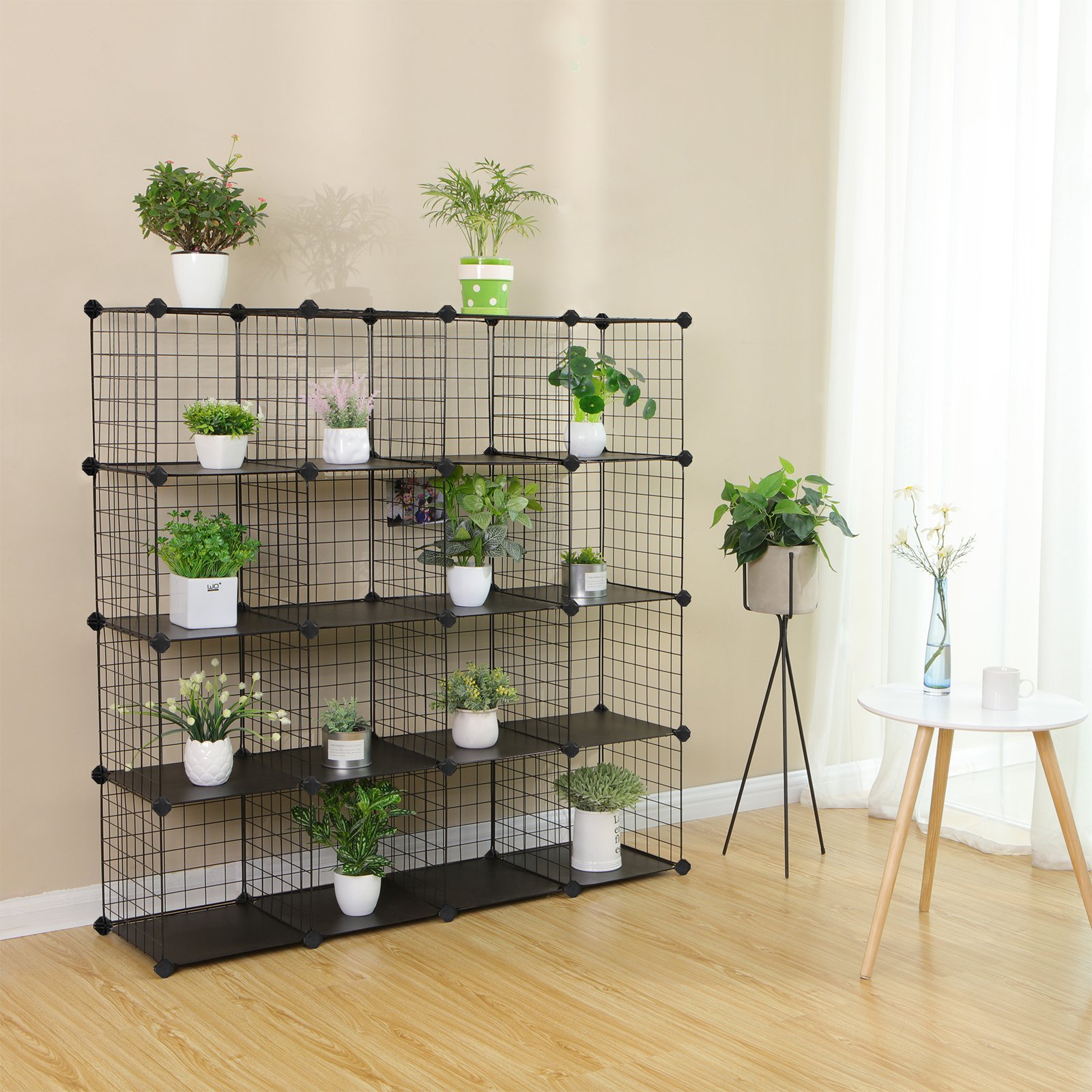 Songmics LPI44H Scaffale 16 Cubi 123cm Nero Componibile