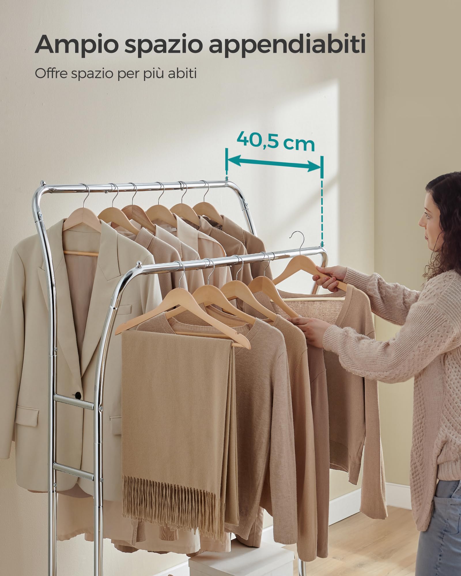 Songmics stand appendiabiti doppio acciaio 6 ganci