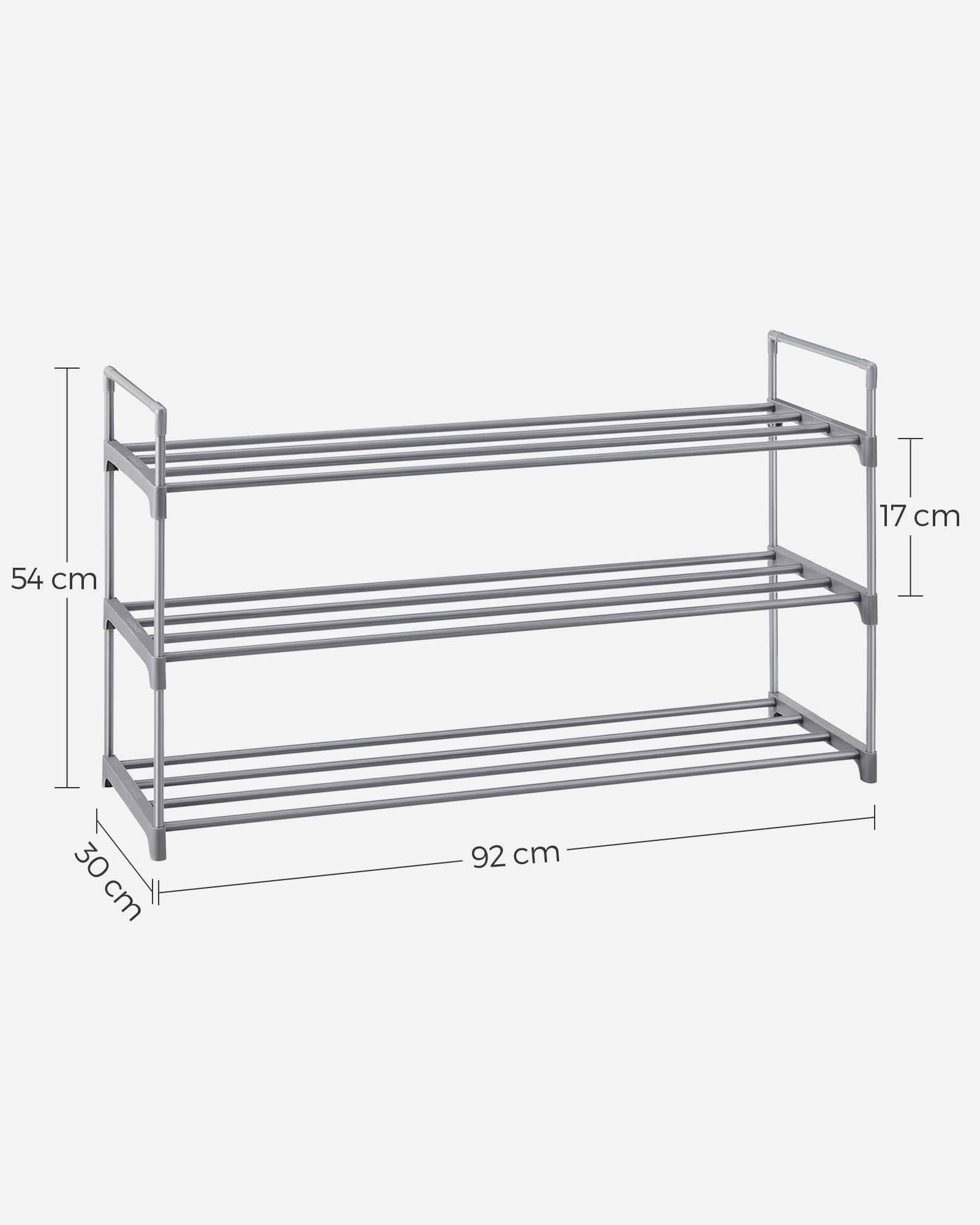 Songmics LSA13GV1 scarpiera 3 ripiani grigia 92 cm