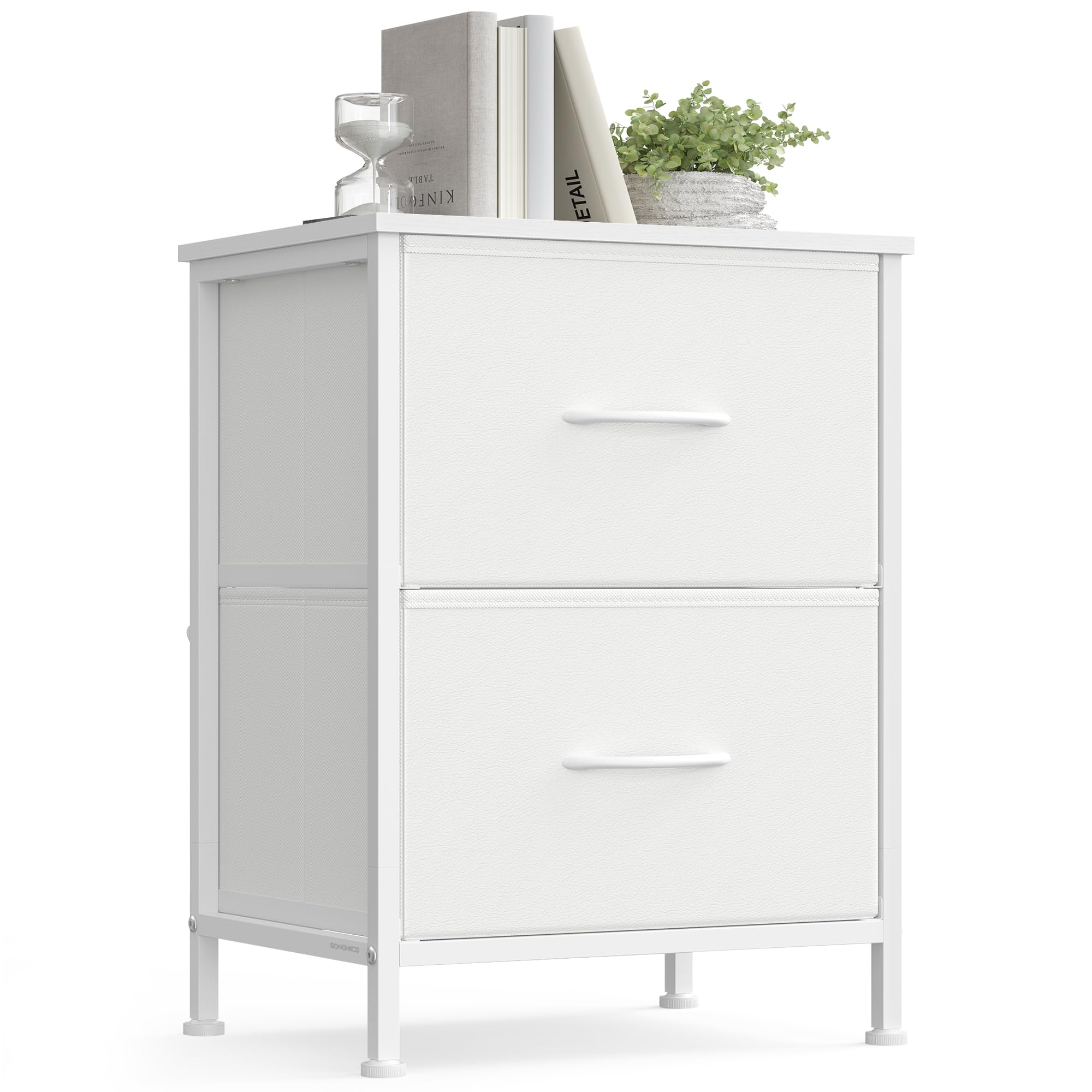 Songmics comodino 2 cassetti bianco 30x39,6x52,2 cm