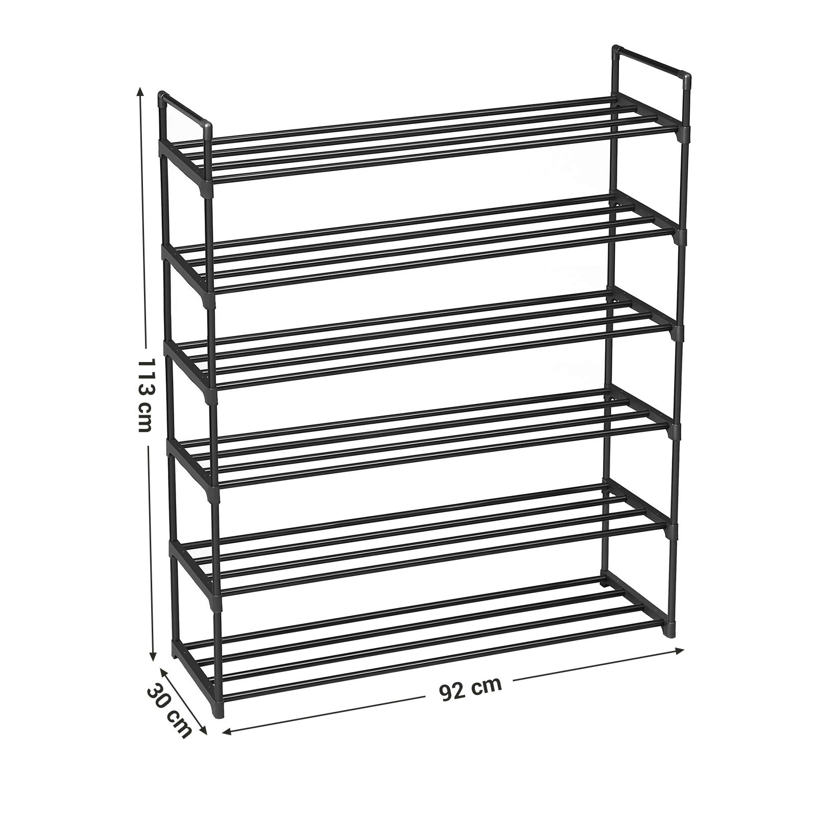 Songmics LSA16BK scarpiera metallo 6 ripiani nera 30 paia