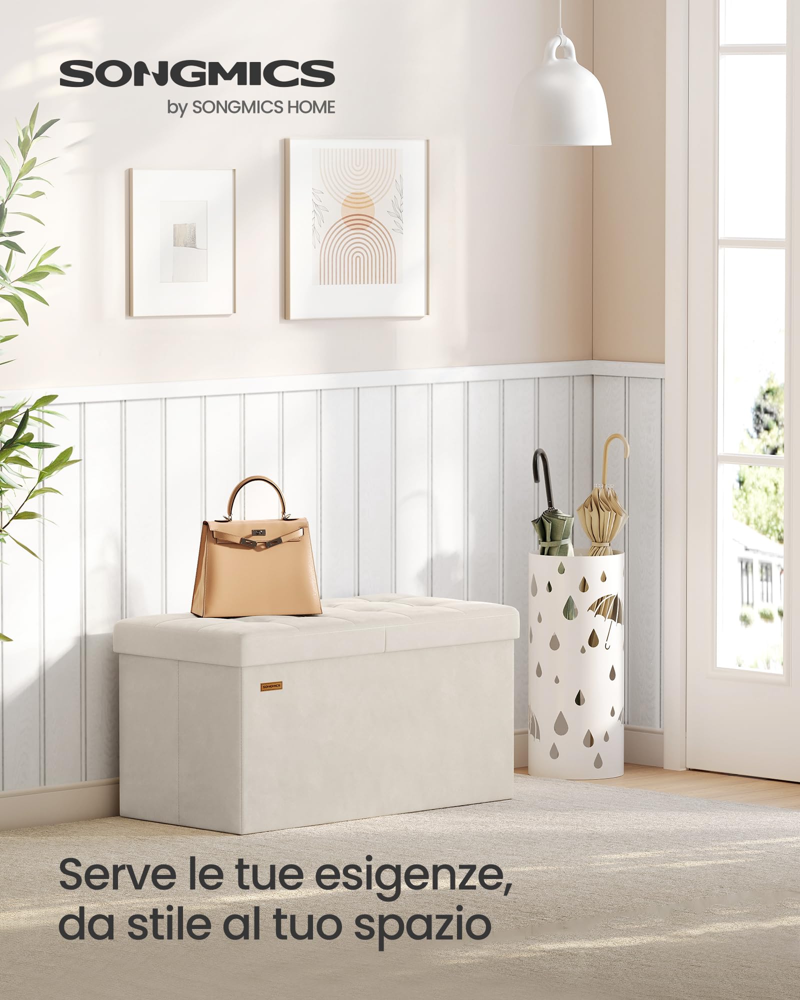 Songmics LSF048LH01 pouf contenitore beige 76 cm