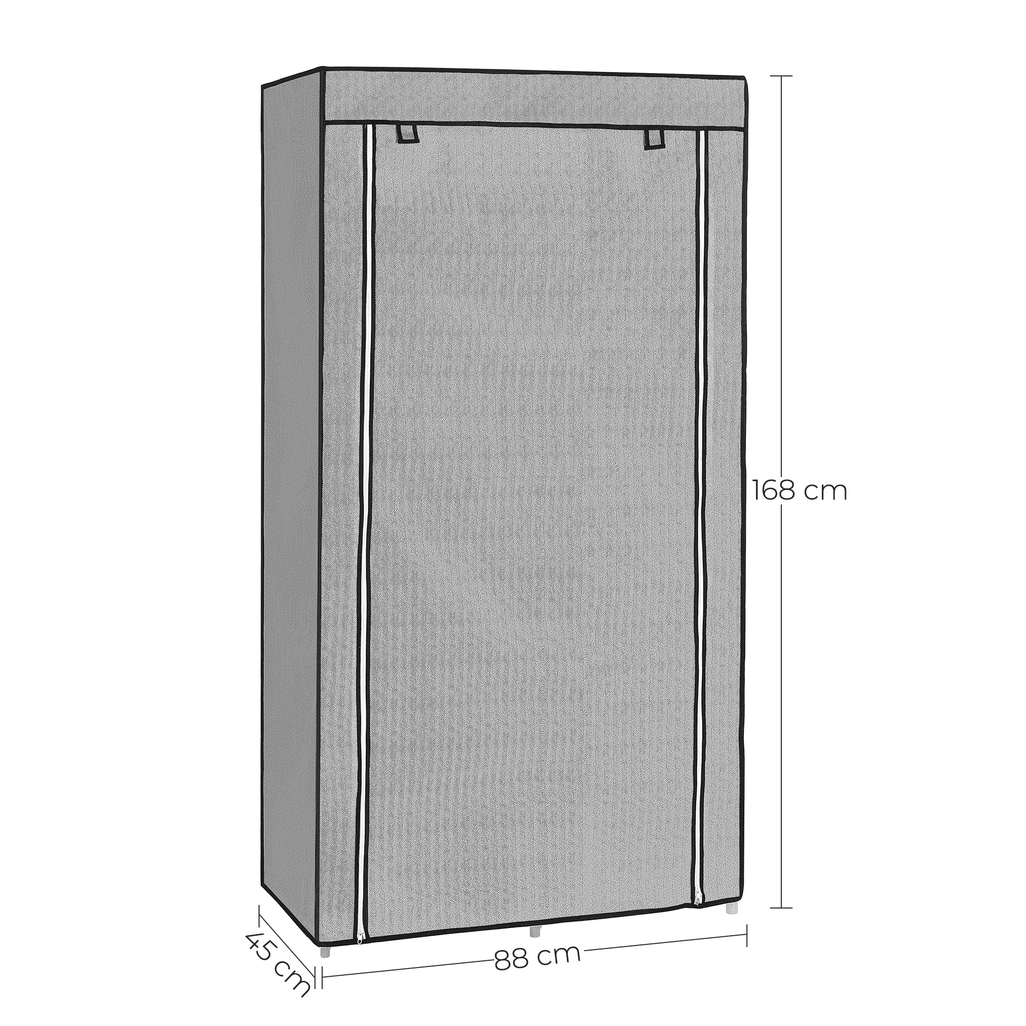 Songmics guardaroba tessuto 45x88x168 cm grigio con asta appendiabiti