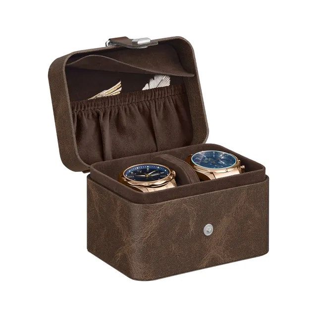 Songmics UJWB029GD01 porta orologi da viaggio 2 posti nero