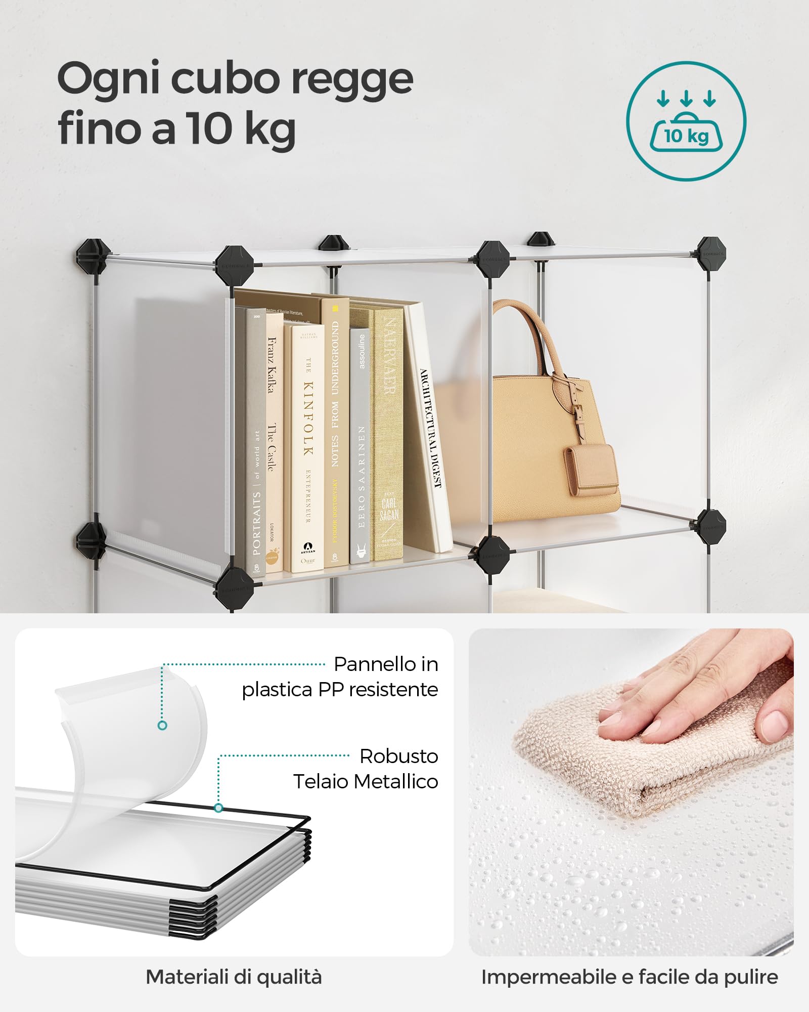 Songmics LPC111S scaffale 6 cubi bianco