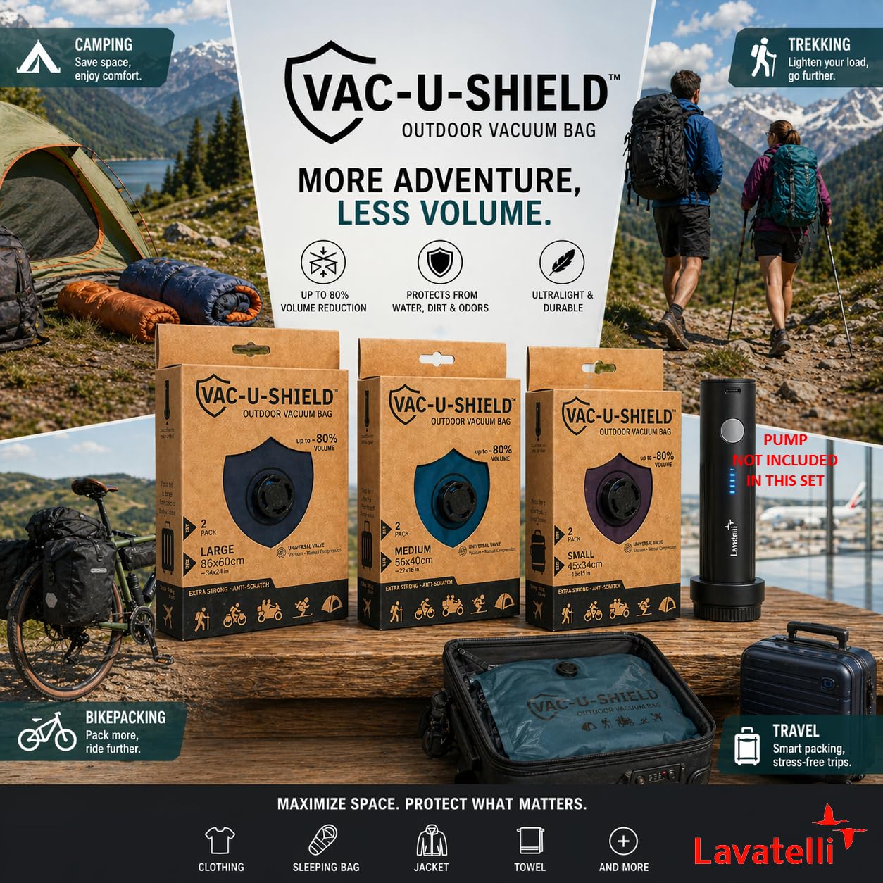 Lavatelli Vac-U-Shield Sacchetti Sottovuoto 2 Pezzi 86x60 Grigio