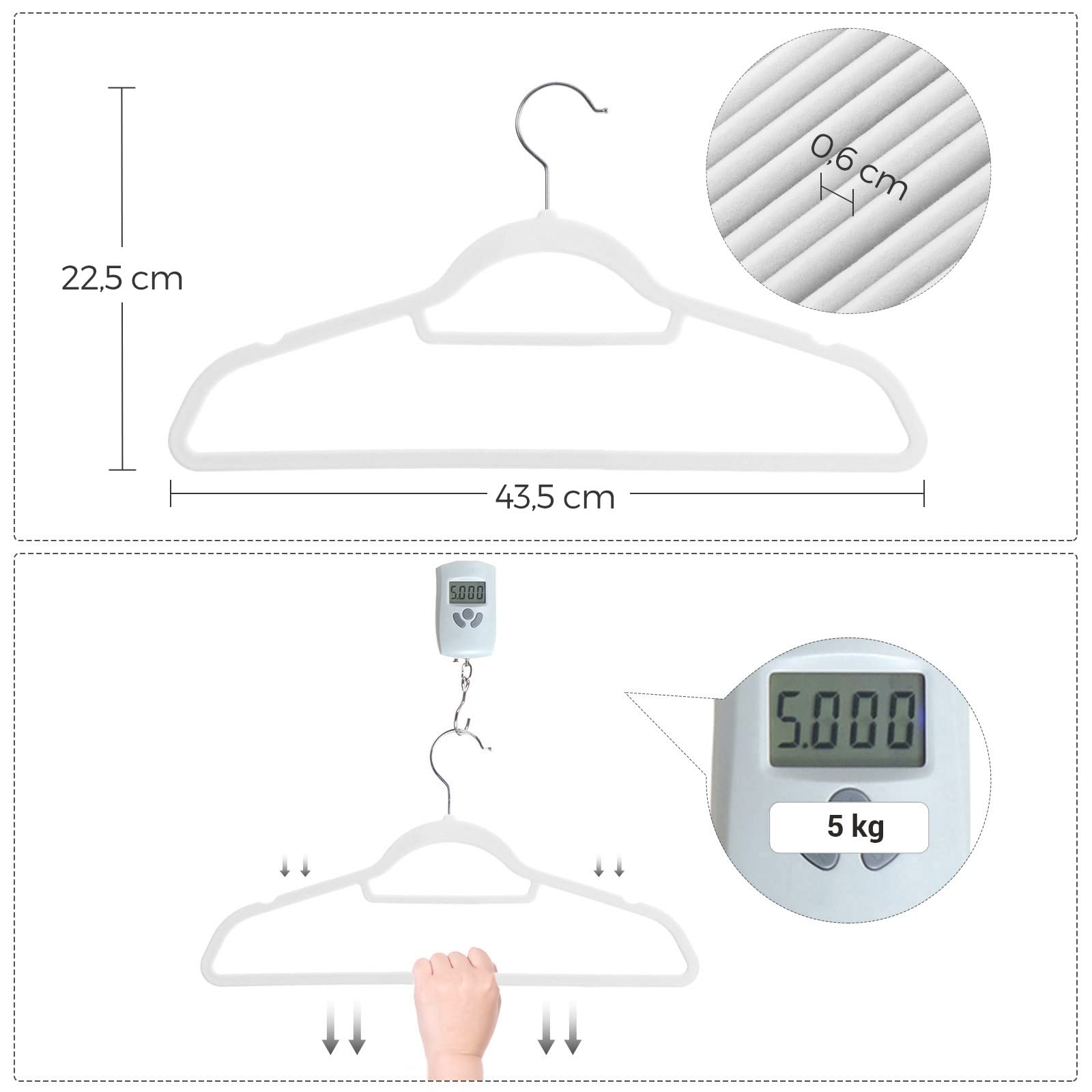 Songmics Grucce Velluto Antiscivolo Set 40 Pezzi Sottili