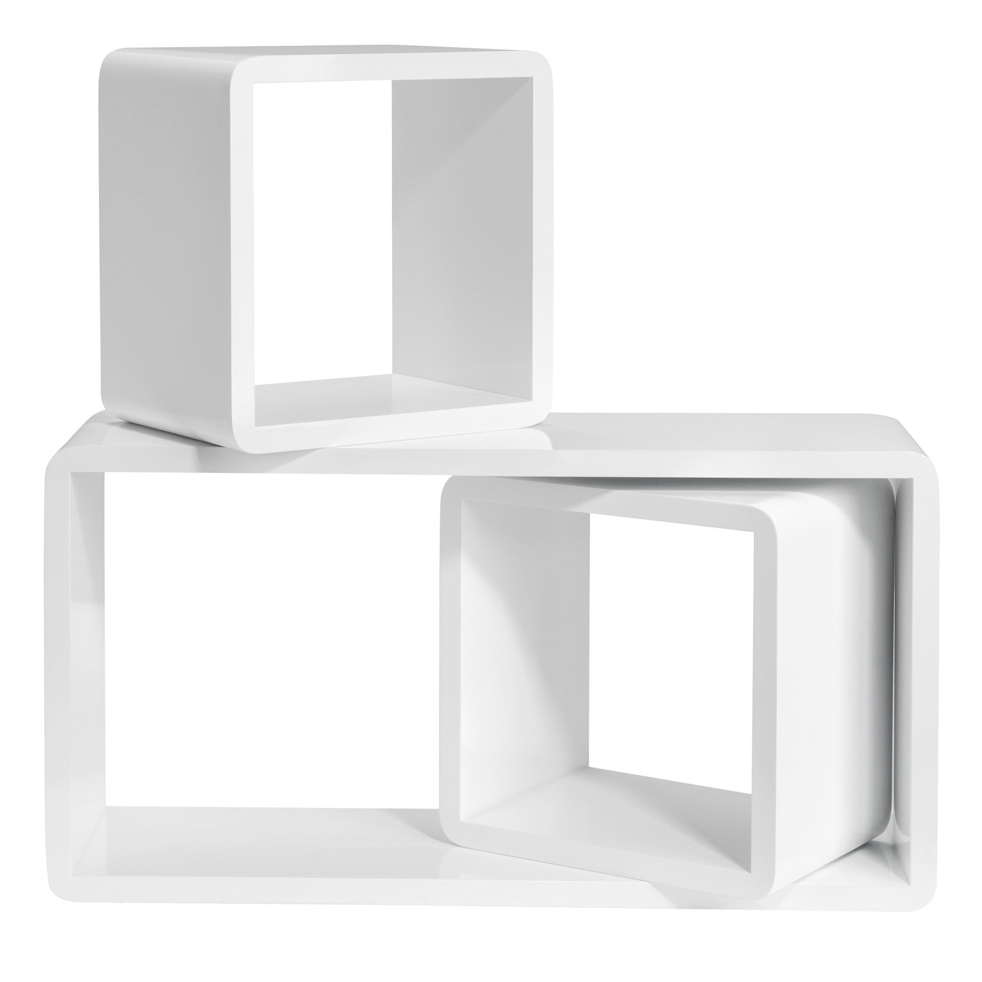 Songmics LWS50WT set 3 mensole muro cubo bianche 50/22 cm