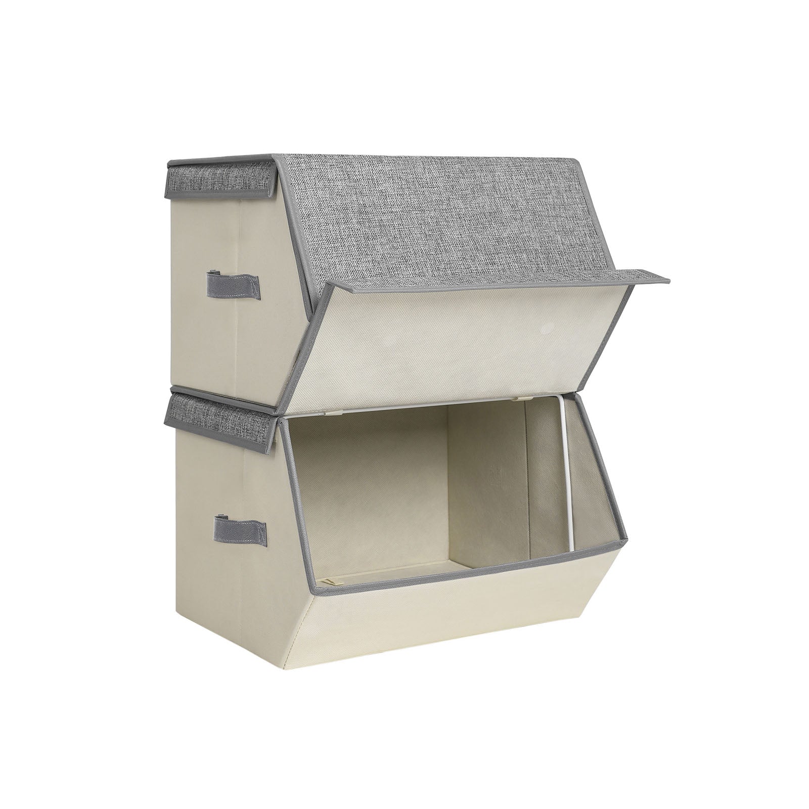 Songmics Home scatole contenitore set 2 grigie impilabili