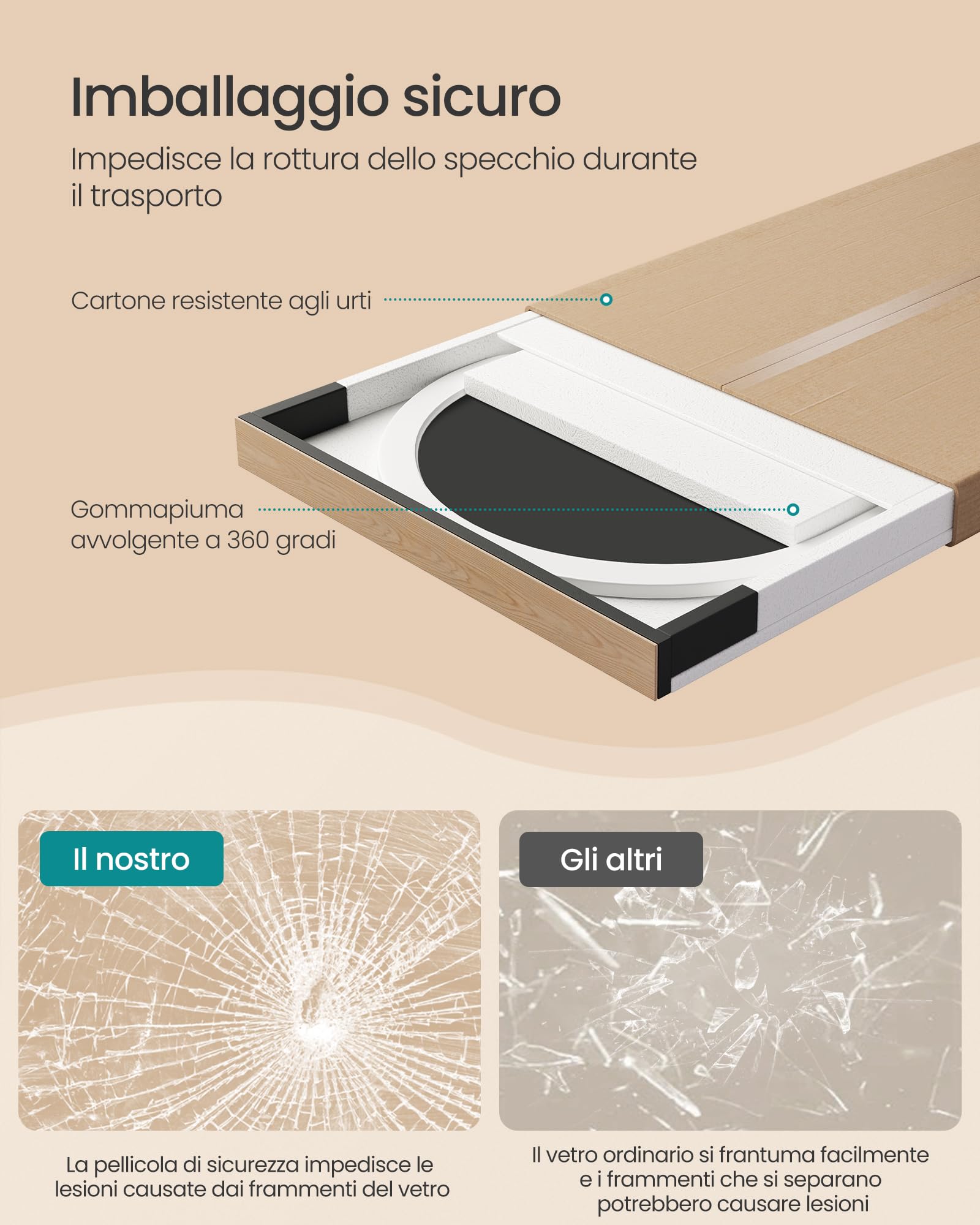 Songmics LFM027W01 specchio terra ondulato 160x50 bianco