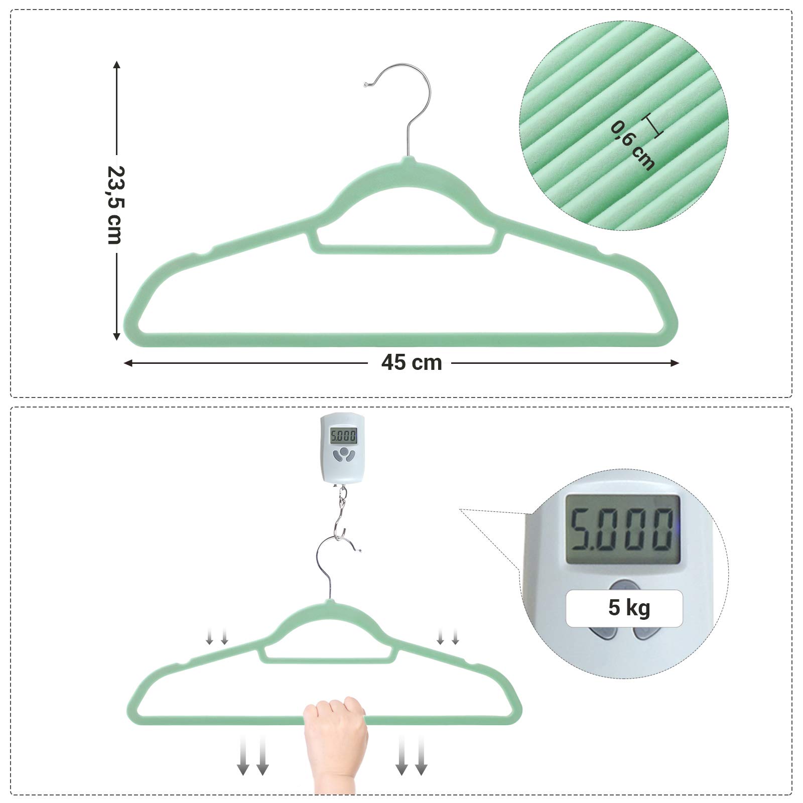 Songmics CRF50BU Grucce Velluto 50 Pezzi Acquamarina Antiscivolo