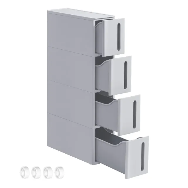 Songmics KFR008G02 carrello 4 cassetti 17,3 cm grigio plastica PP