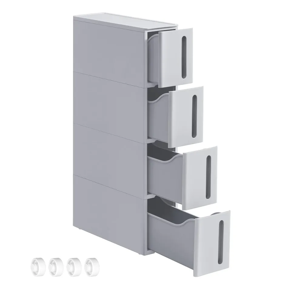 Songmics KFR008G02 carrello 4 cassetti 17,3 cm grigio plastica PP