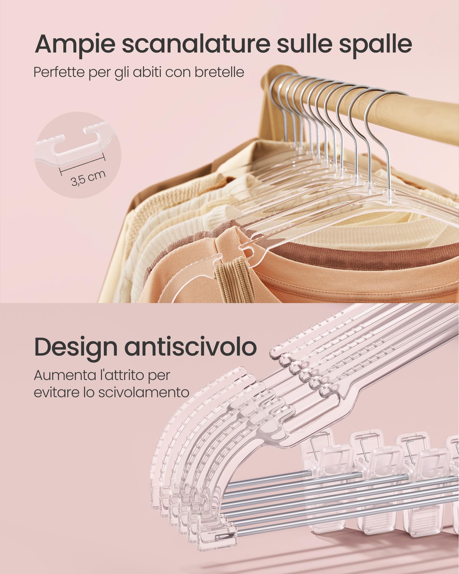 Songmics CRP075W01 Set 30 Grucce Pantaloni Trasparenti con Pinze