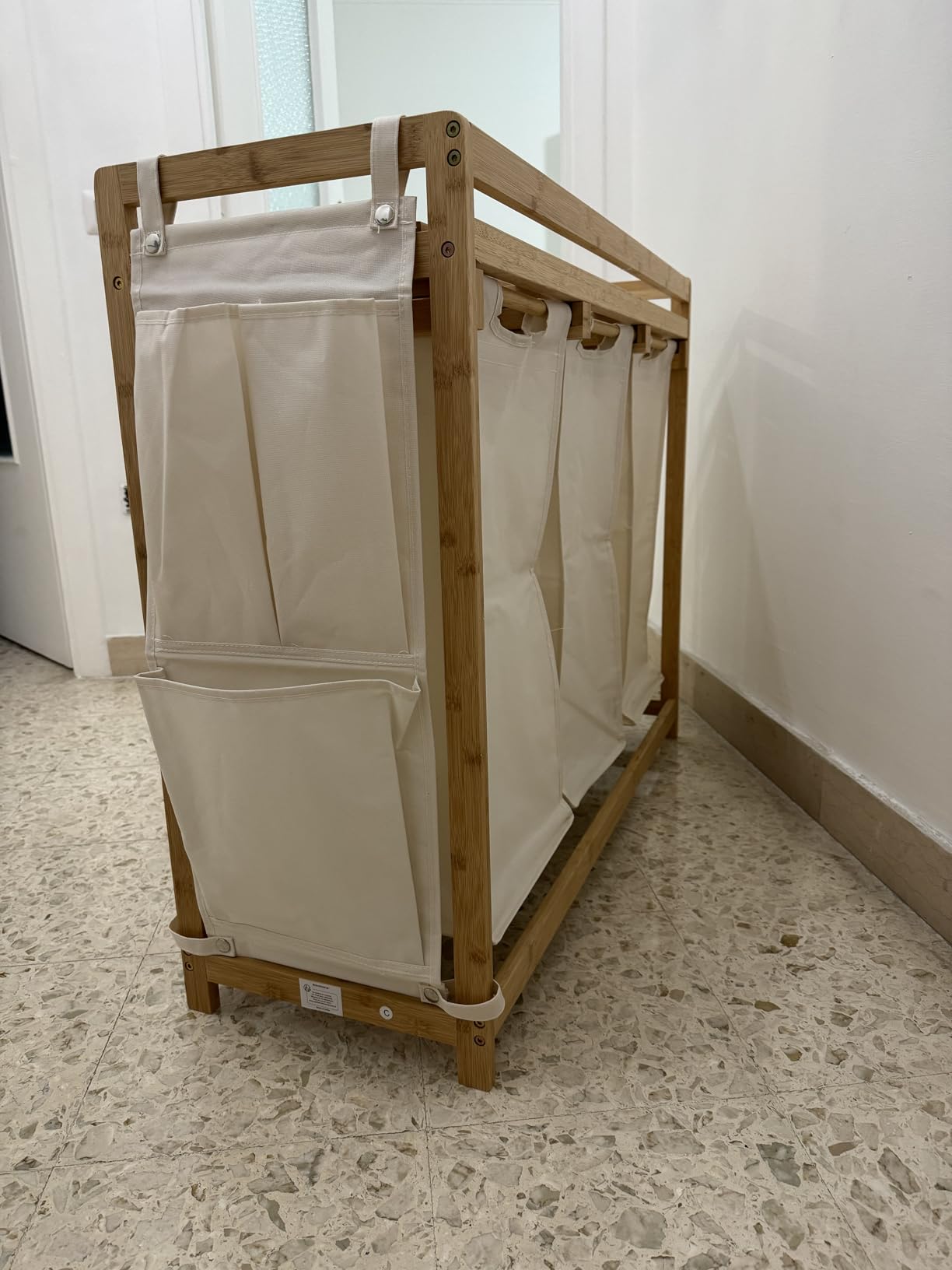 Songmics RLH100W01 cesto biancheria bambù 100L 2 scomparti