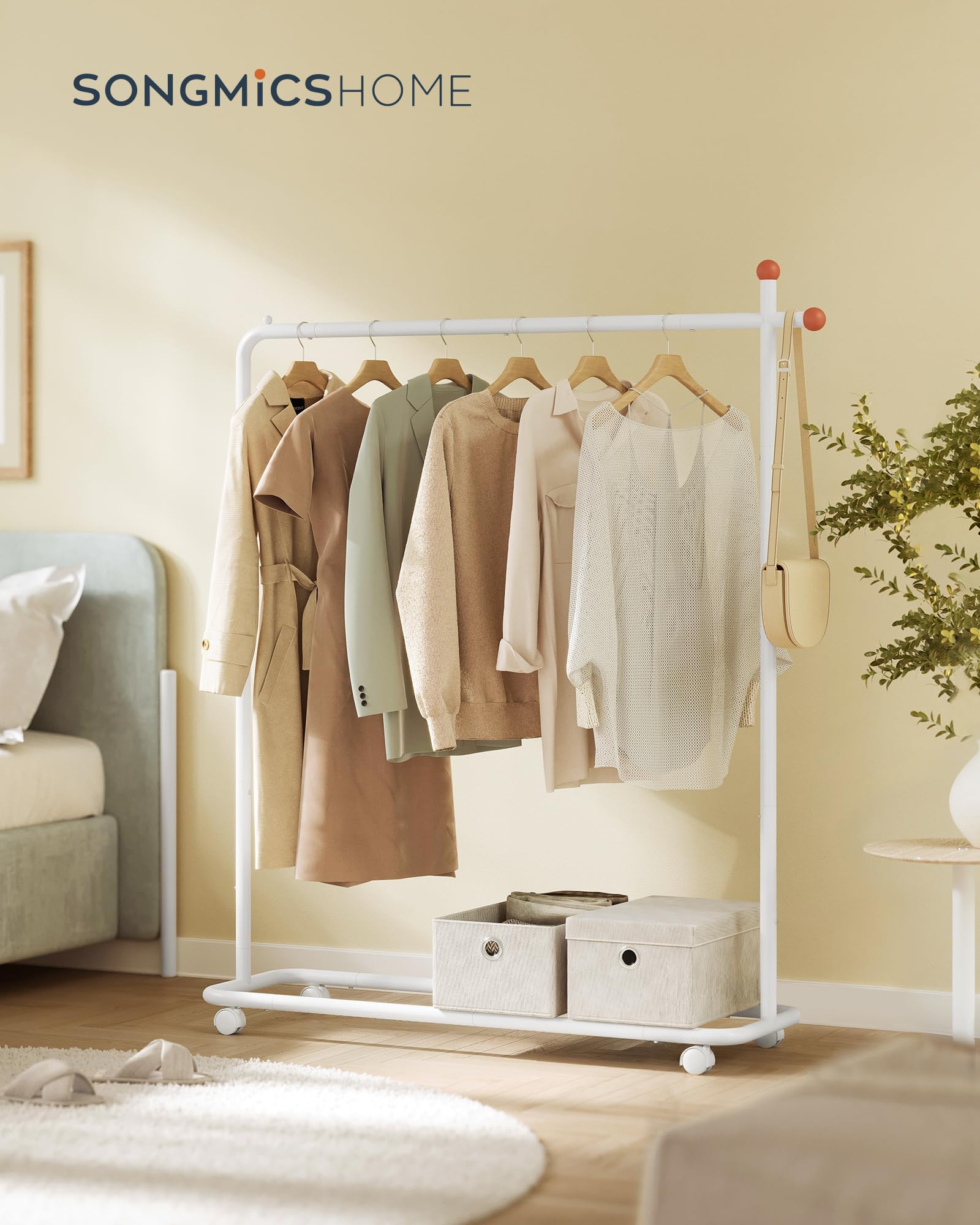 Songmics HSR170W01 stand appendiabiti bianco con ruote 30 kg