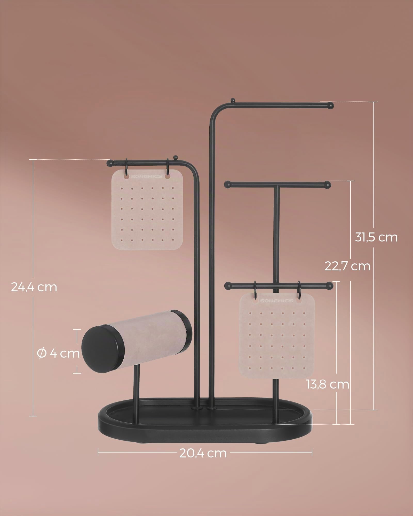 Songmics JJS025B01 Portagioie Metallo Nero Inchiostro Antigroviglio